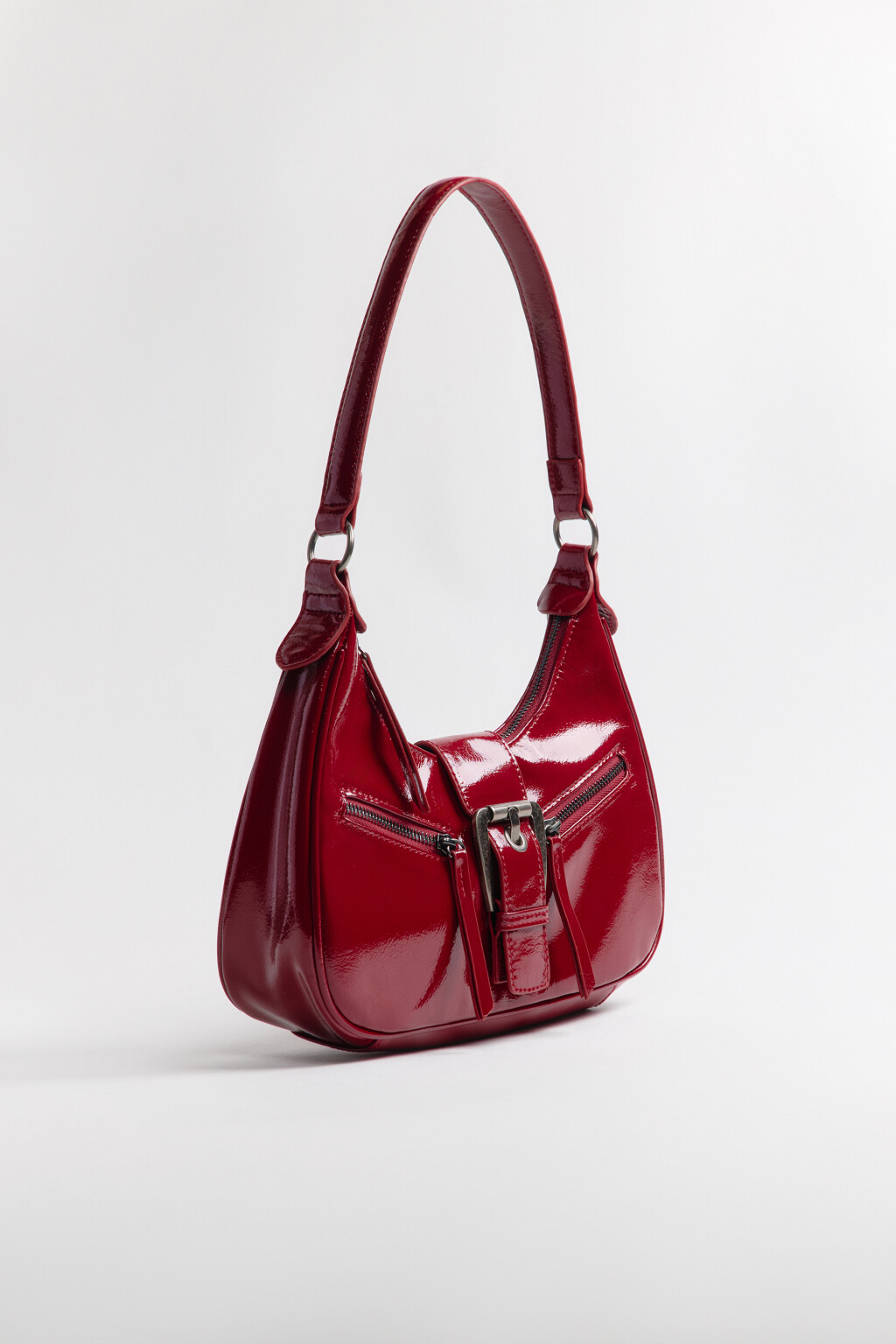 Сумка-багет с пряжкой - цвет бордовый - 7