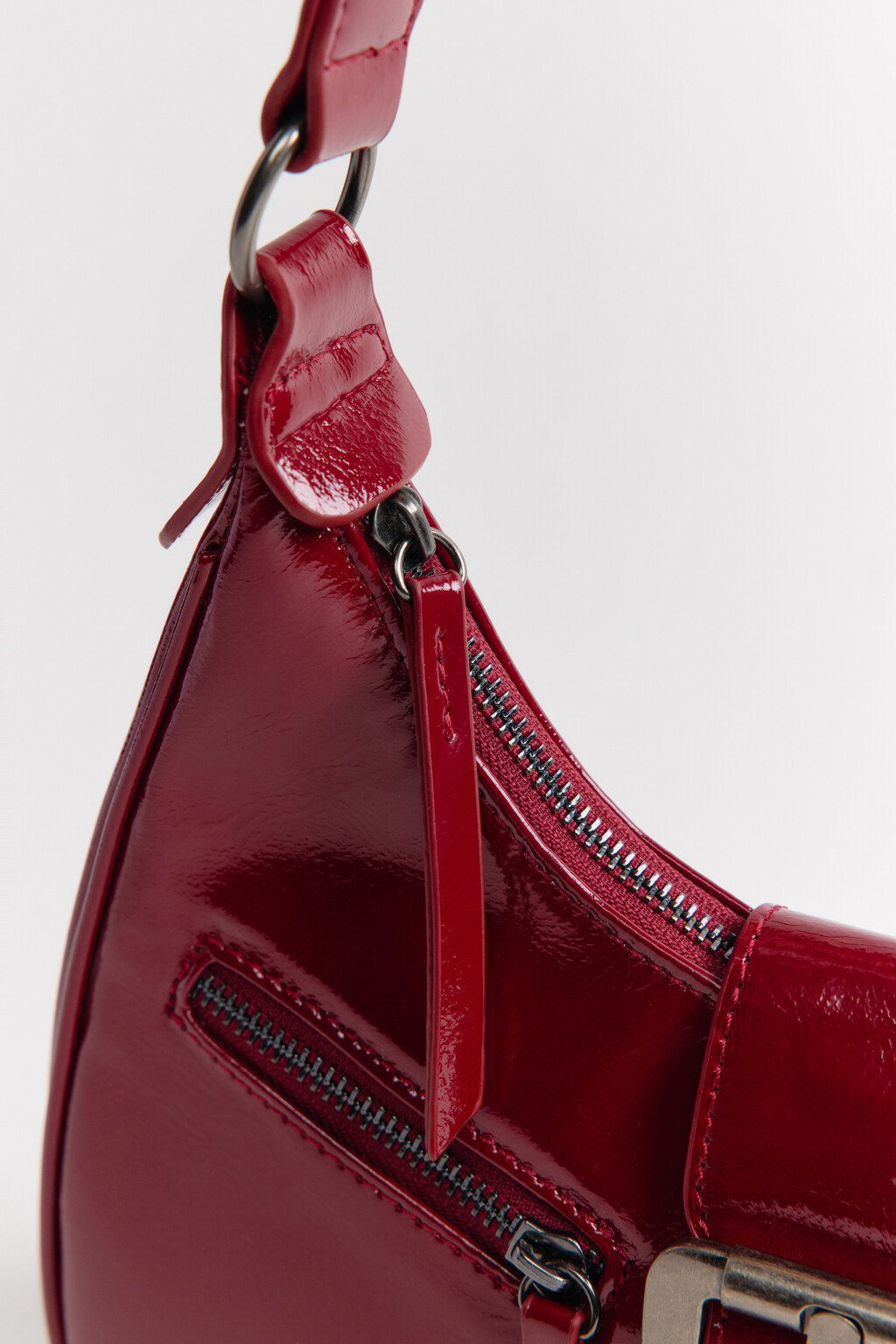 Сумка-багет с пряжкой - цвет бордовый - 10