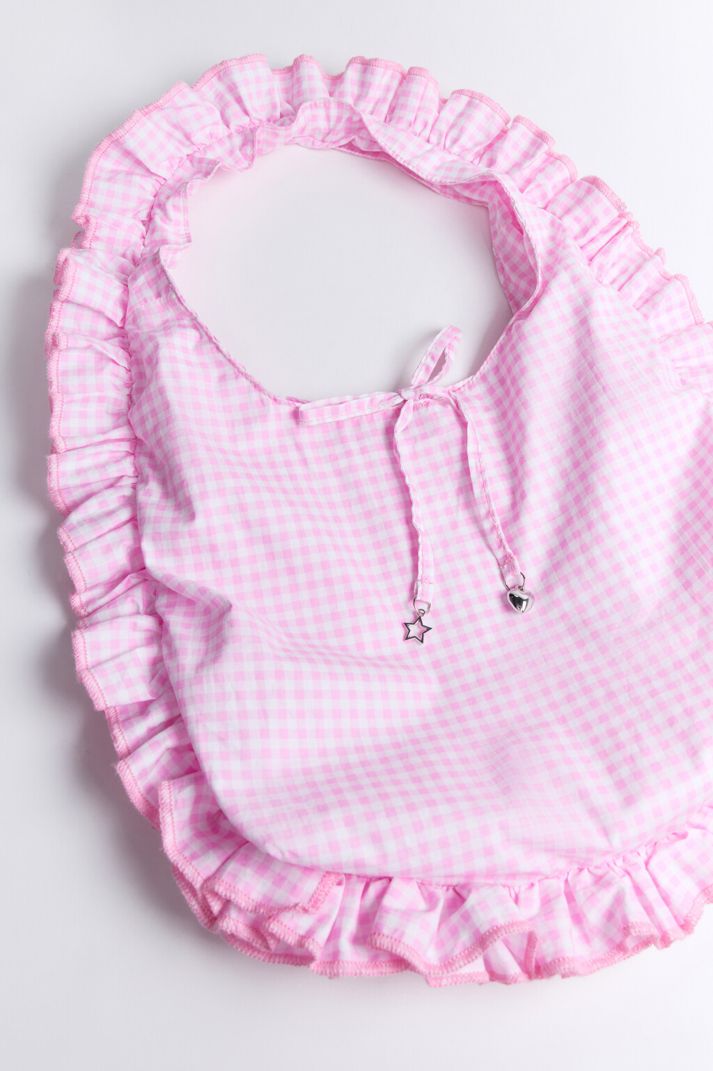 Сумка текстильная с оборками - цвет розовый - 2