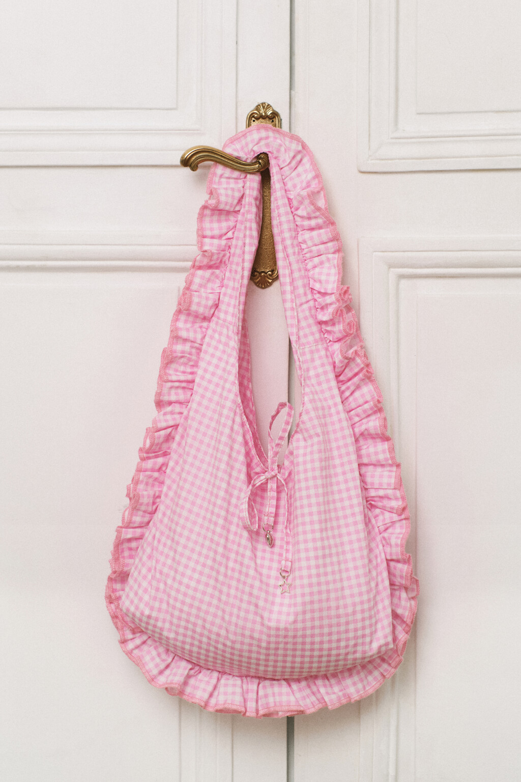 Сумка текстильная с оборками - цвет розовый - 1