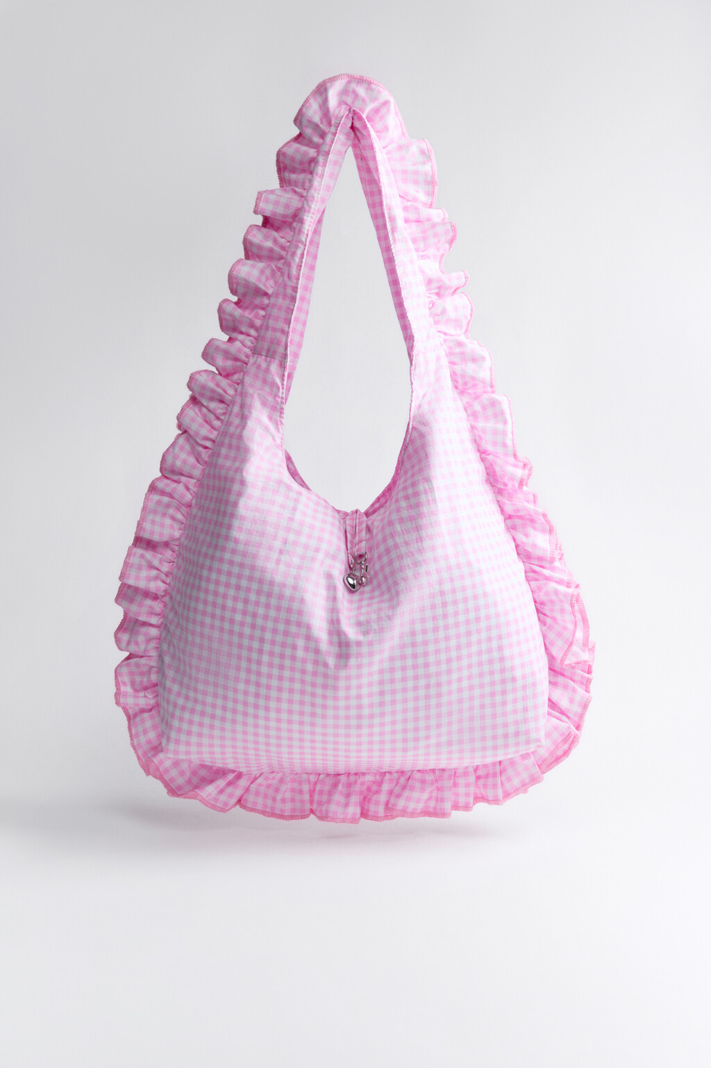 Сумка текстильная с оборками - цвет розовый - 3
