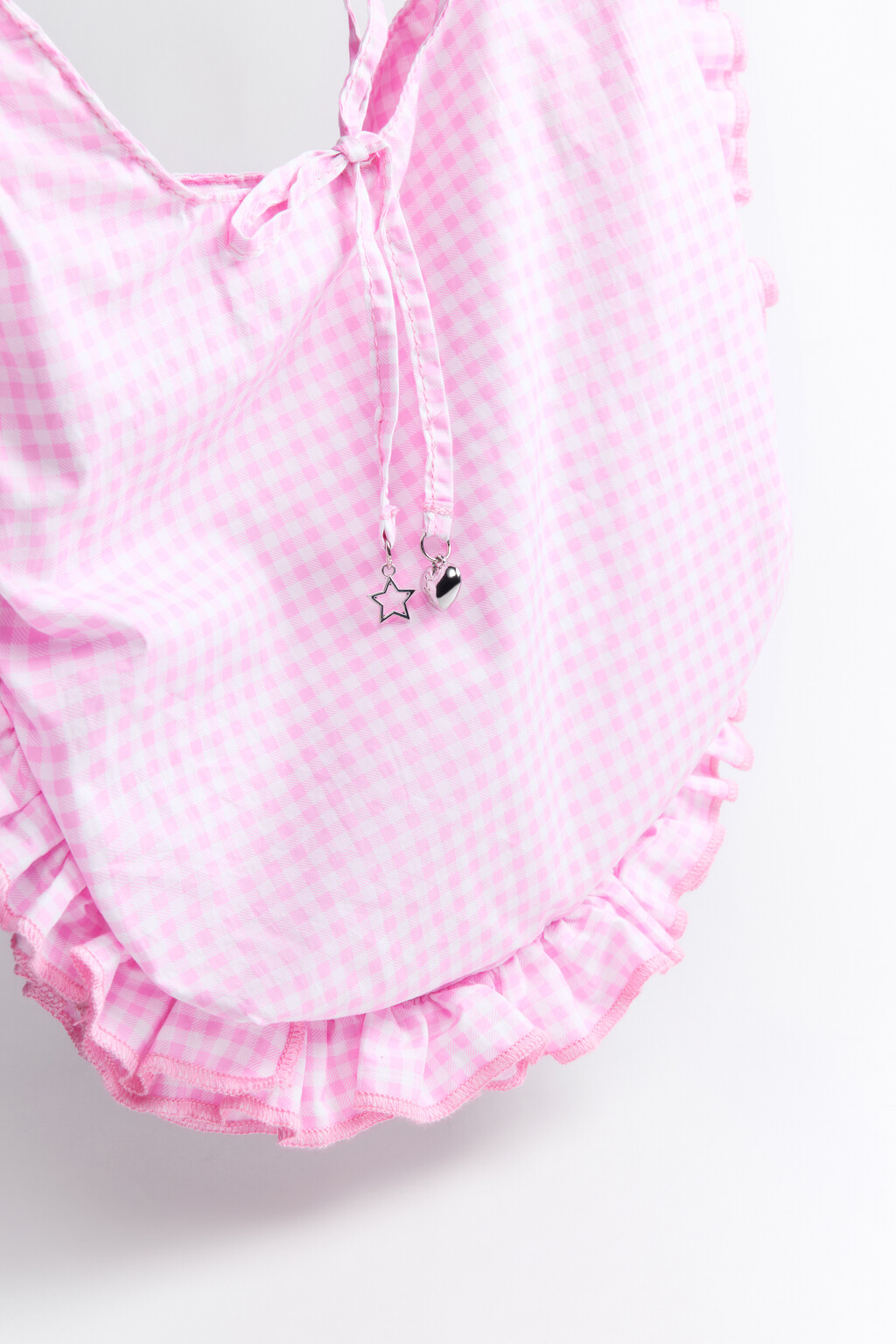 Сумка текстильная с оборками - цвет розовый - 6