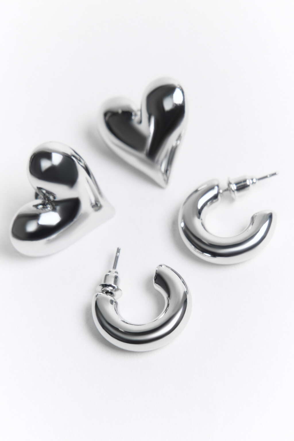 Набор серег серебристых (2 пары) - цвет мультиколор - 2