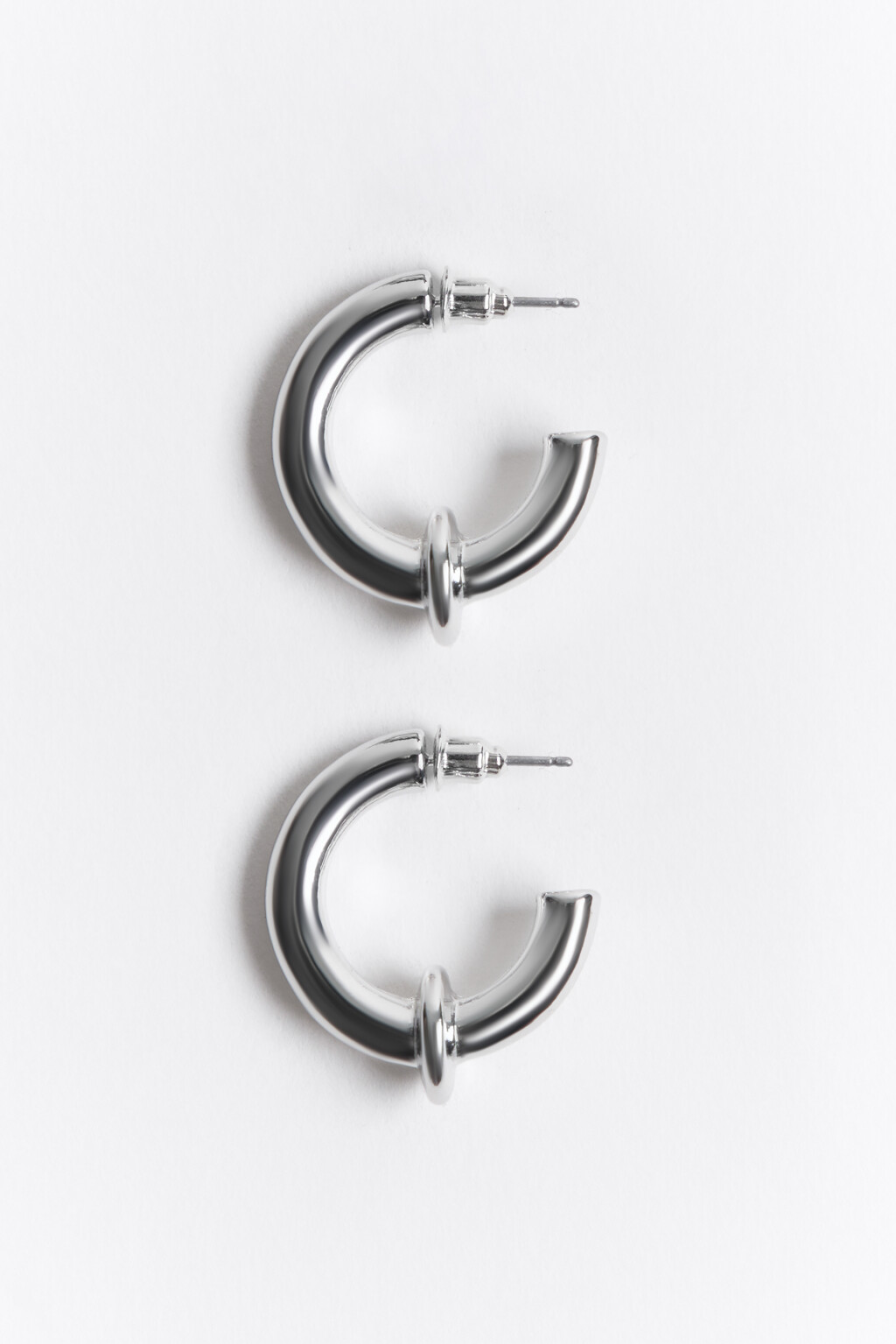 Серьги-полукольца серебристые - цвет серый - 1