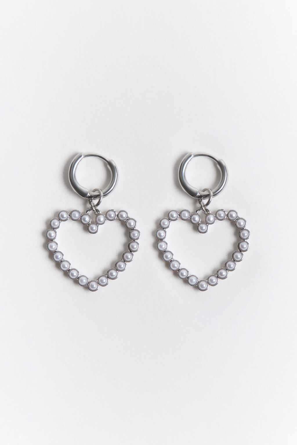 Серьги-конго с жемчужными сердечками - цвет серый - 1