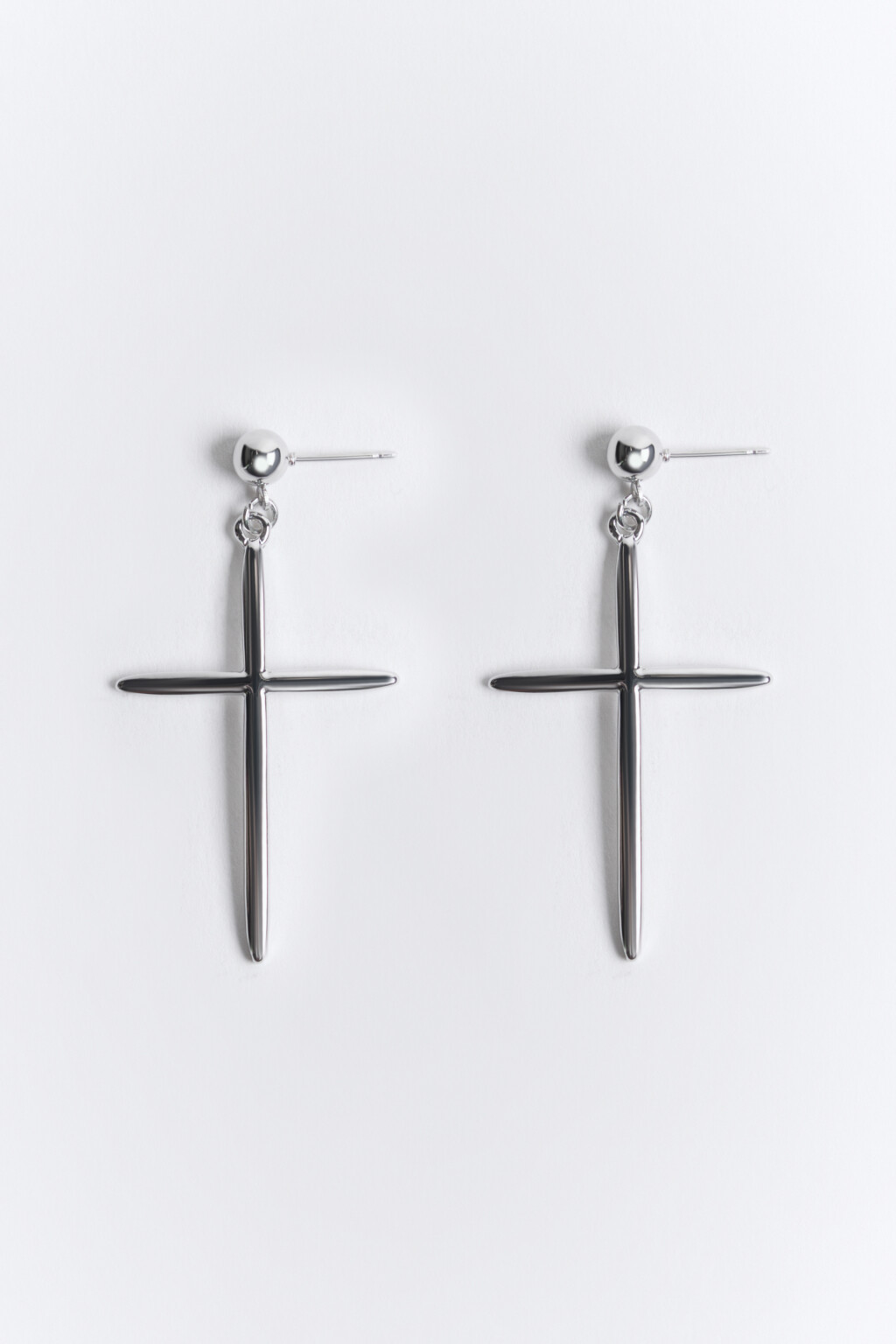 Серьги-гвоздики с крестами - цвет серый - 1