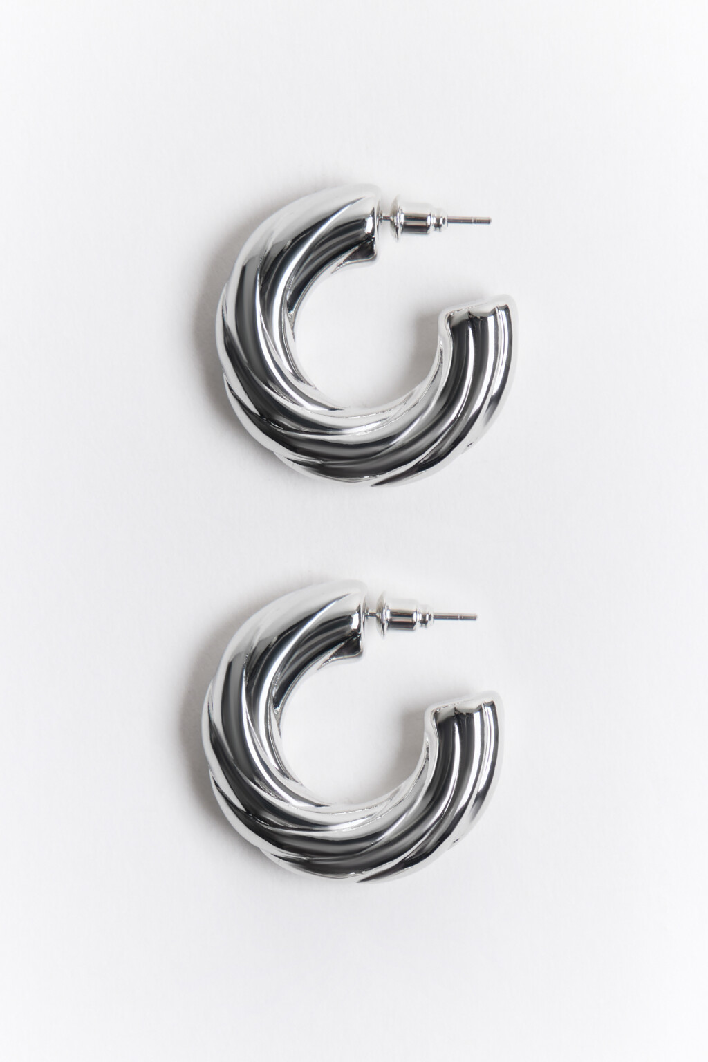 Серьги-полукольца объемные - цвет серый - 2