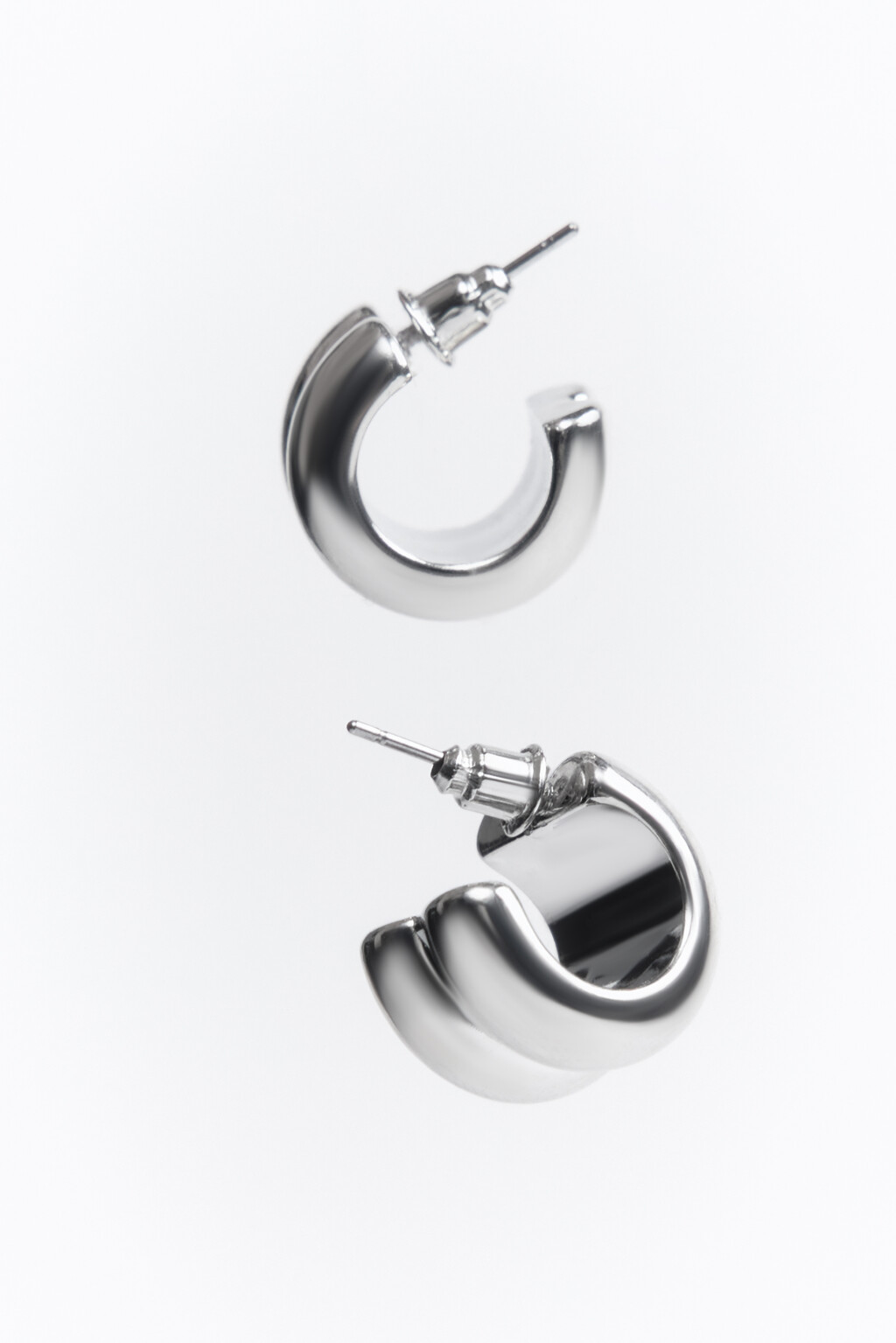 Серьги-полукольца объемные - цвет серый - 1