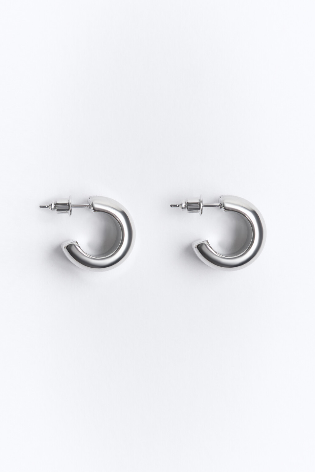 Серьги-полукольца объемные - цвет серый - 2