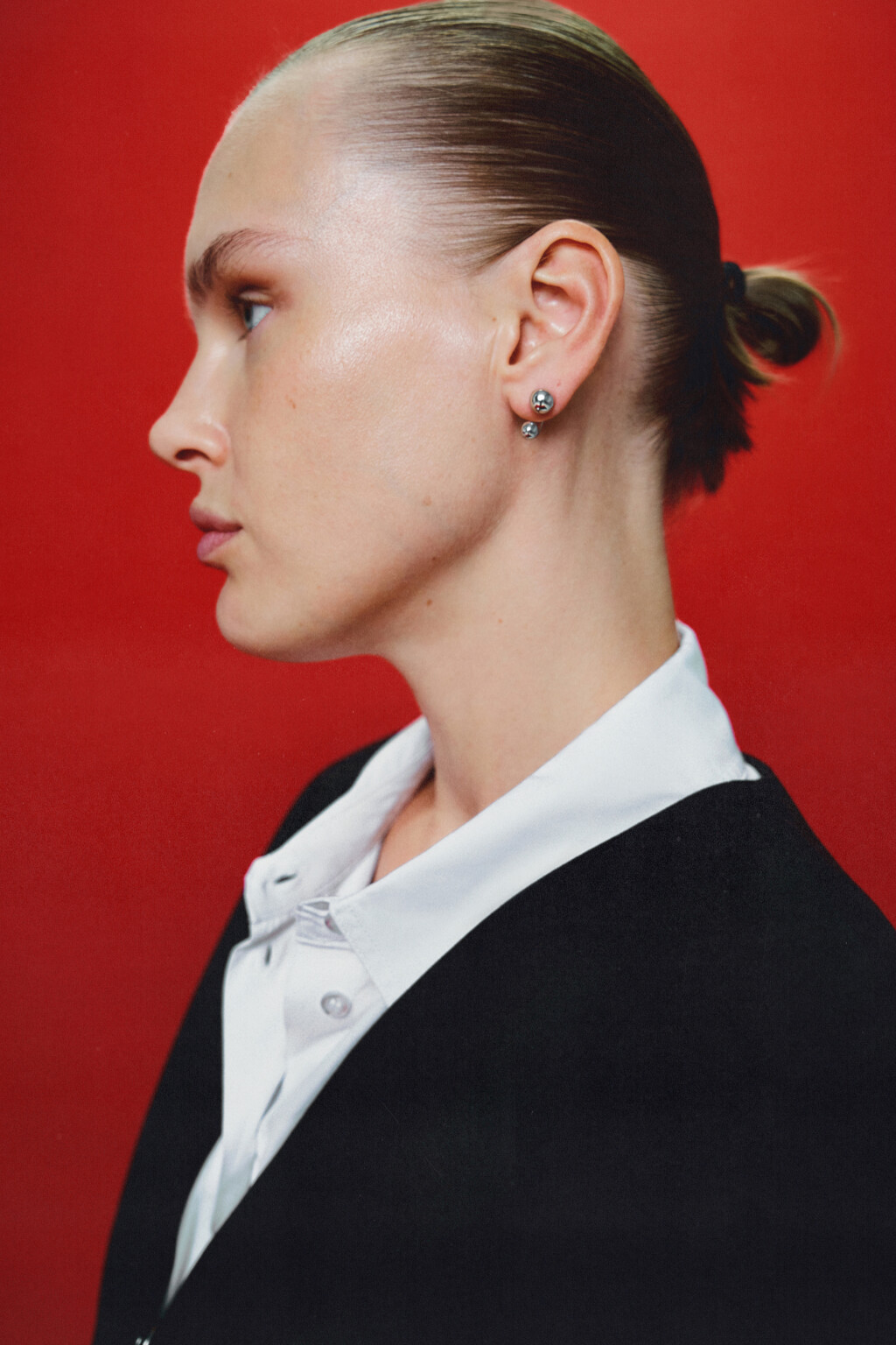 Серьги-гвоздики в виде пирсинга - цвет серый - 1