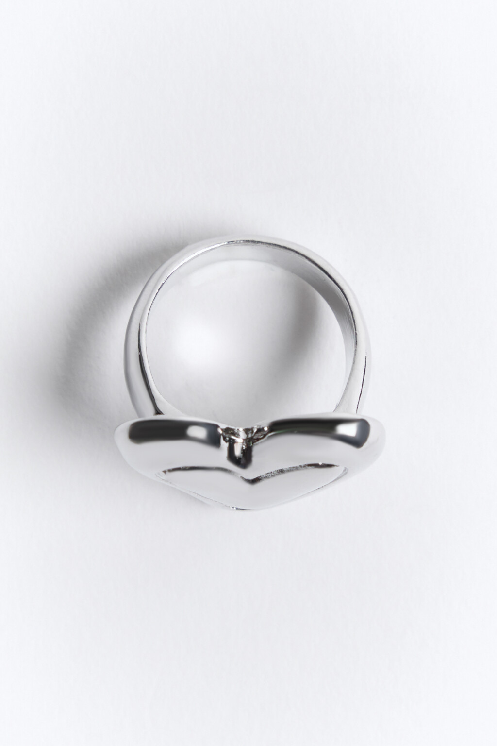 Кольцо серебристое с сердечком - цвет серый - 2