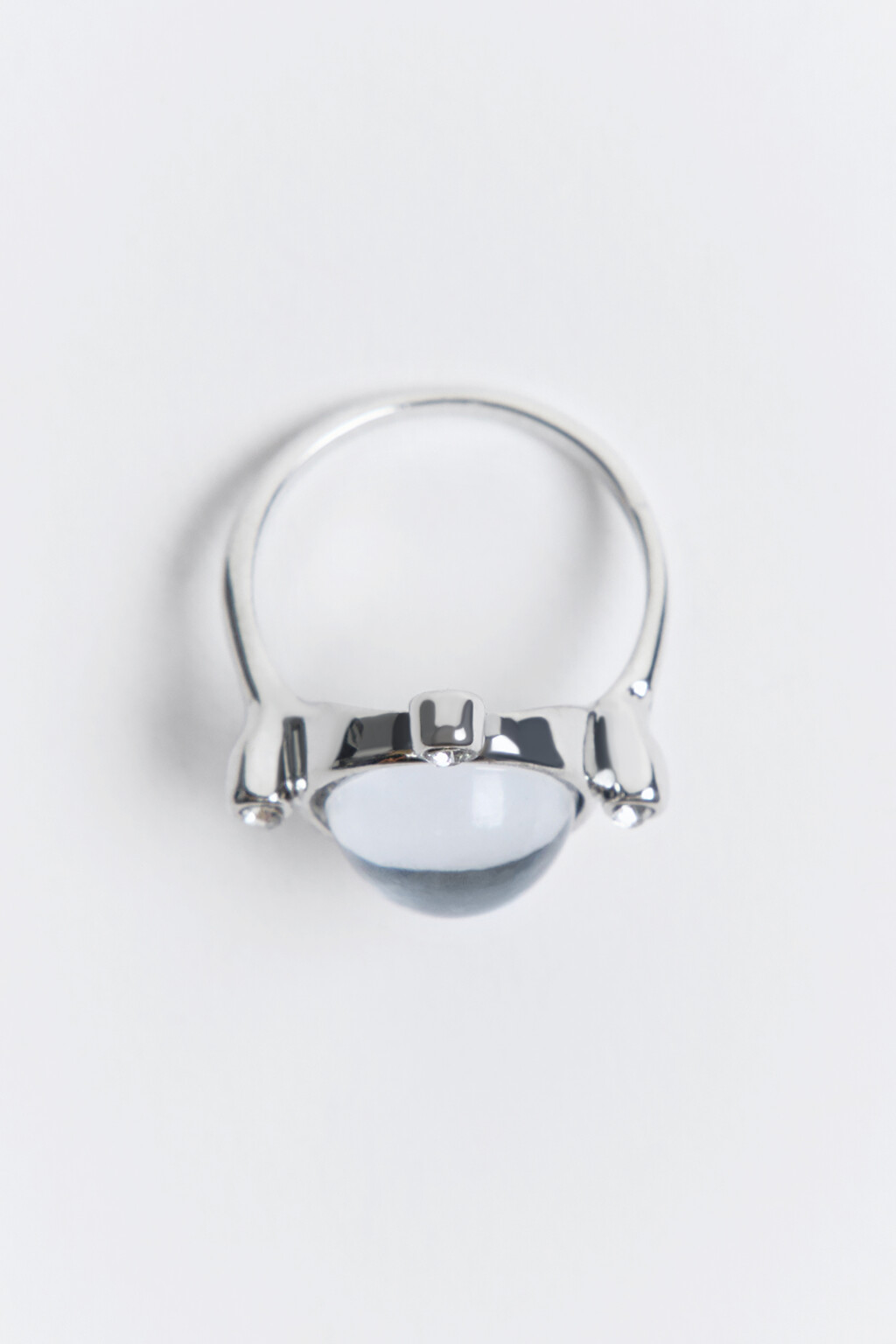Кольцо с прозрачной сферой - цвет серый - 3