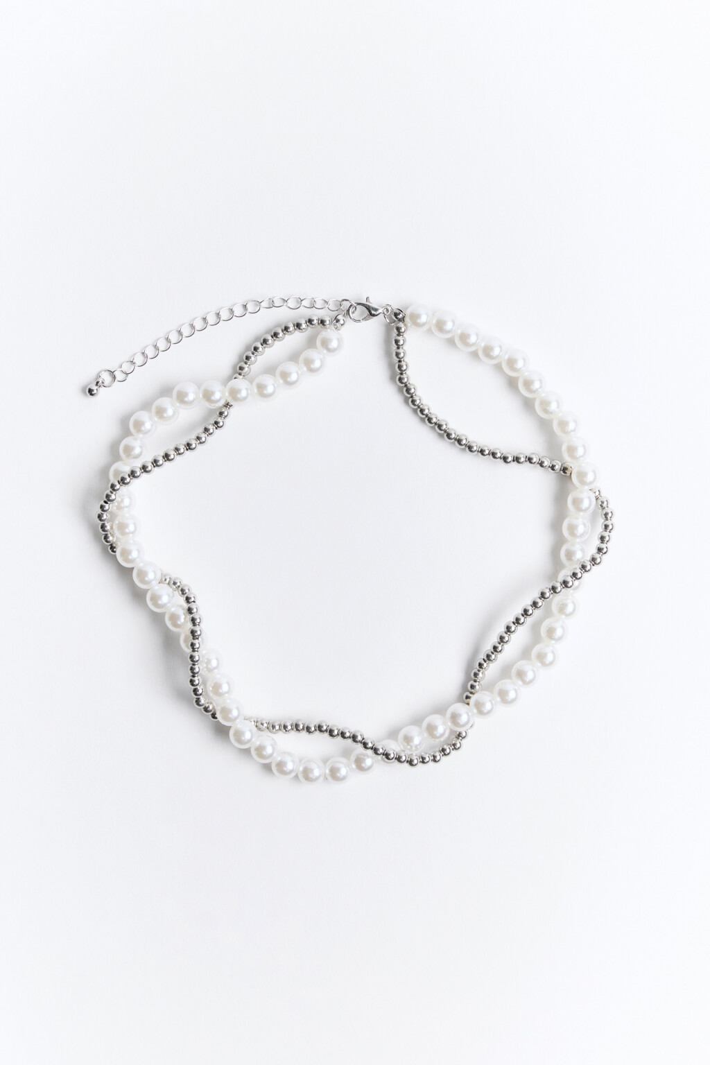 Колье двуслойное с бусинами - цвет серый - 2