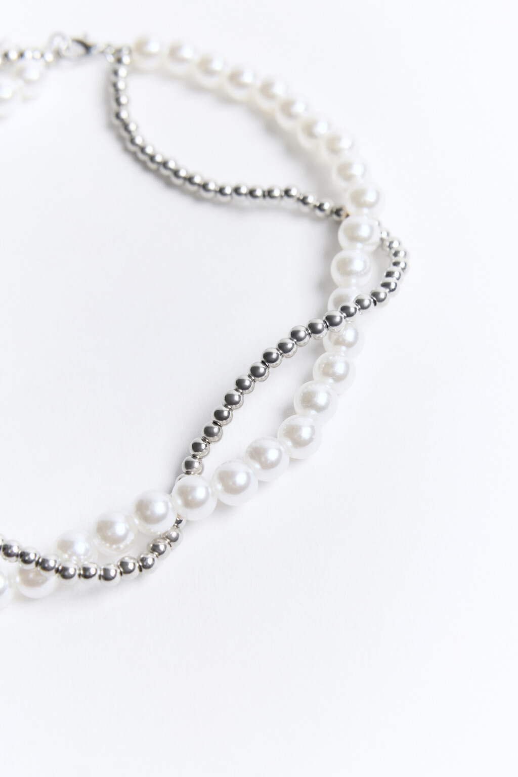 Колье двуслойное с бусинами - цвет серый - 1
