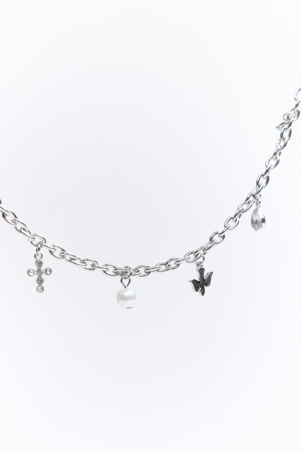 Цепочка с крупными звеньями и подвесками - цвет серый - 1