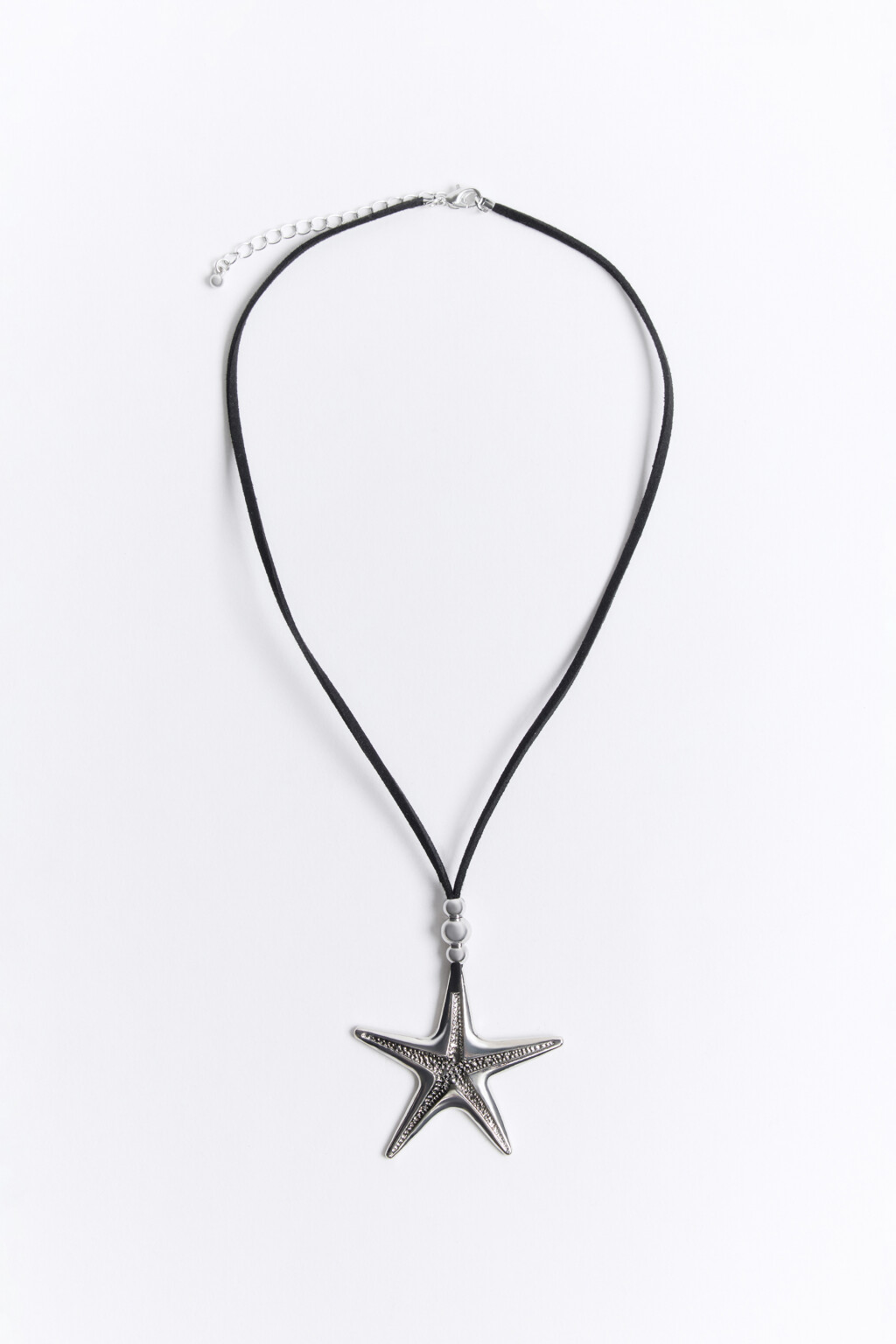 Колье-шнурок с подвеской в виде морской звезды - цвет серый - 1