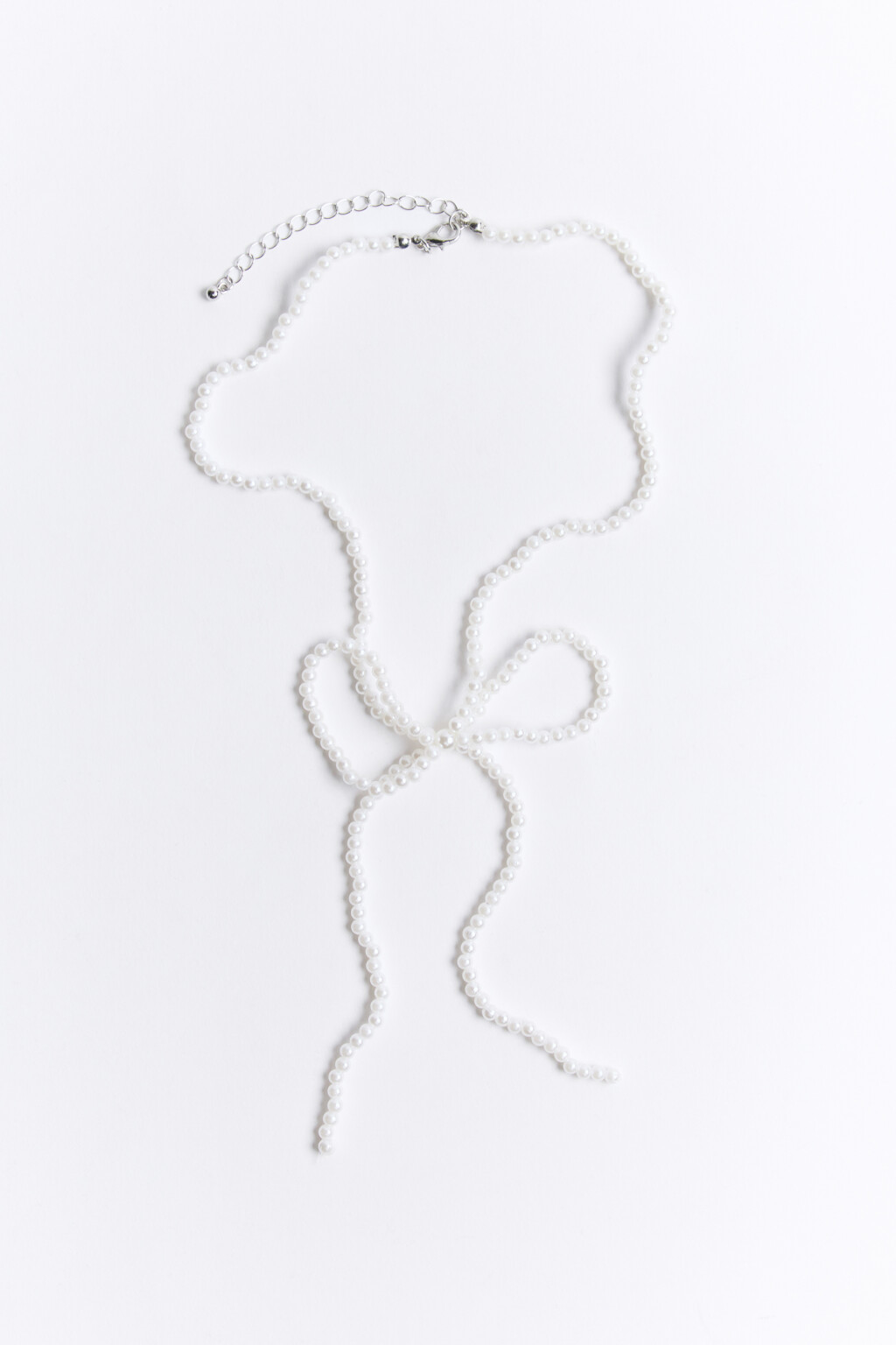 Ожерелье из жемчужных бусин с бантом - цвет белый - 1