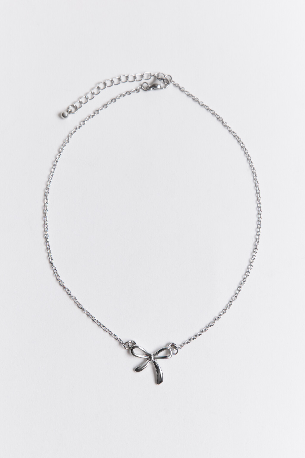 Цепочка на шею с бантиком - цвет серый - 2