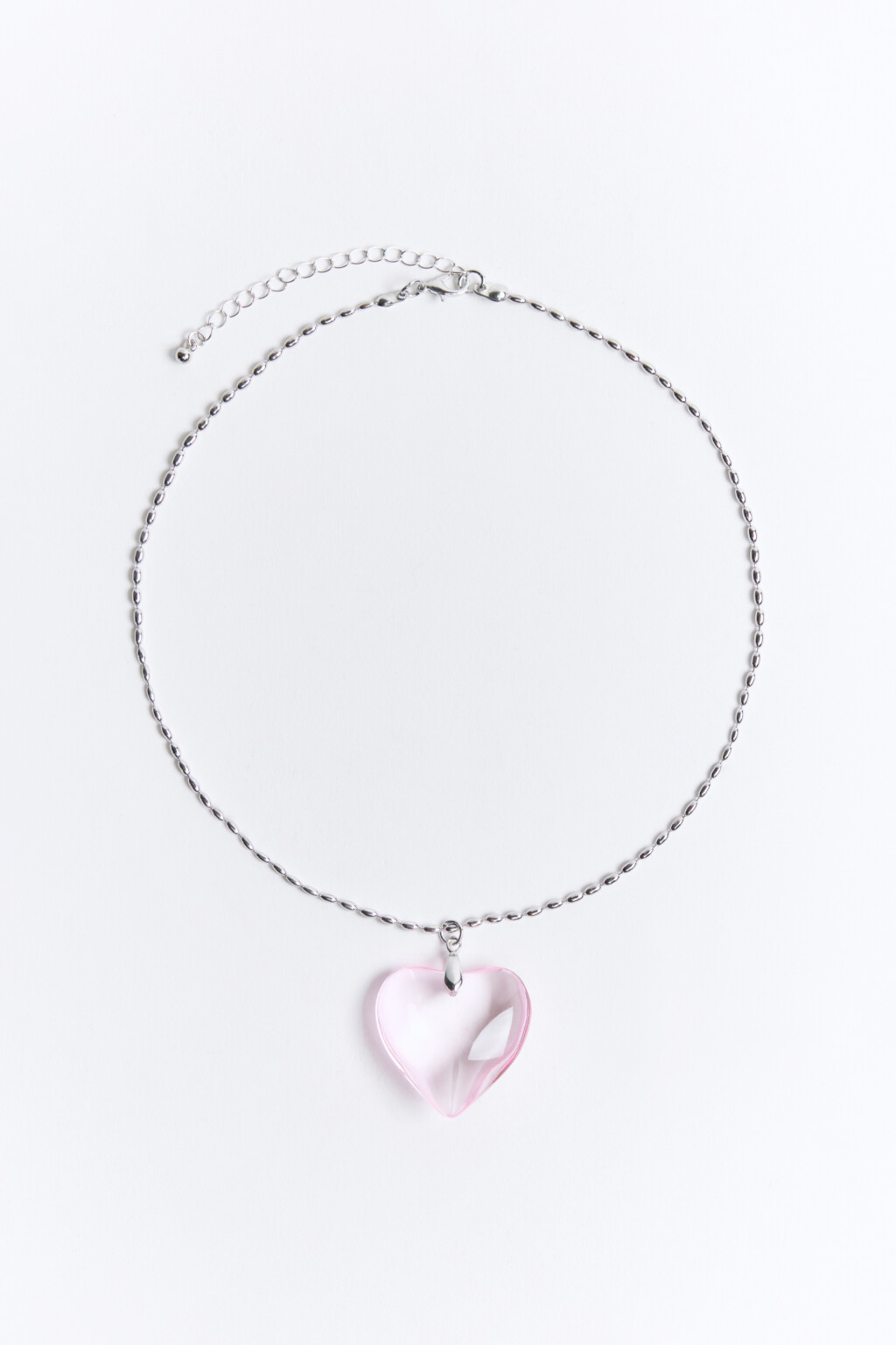 Цепочка серебристая с подвеской-сердцем - цвет серый - 1