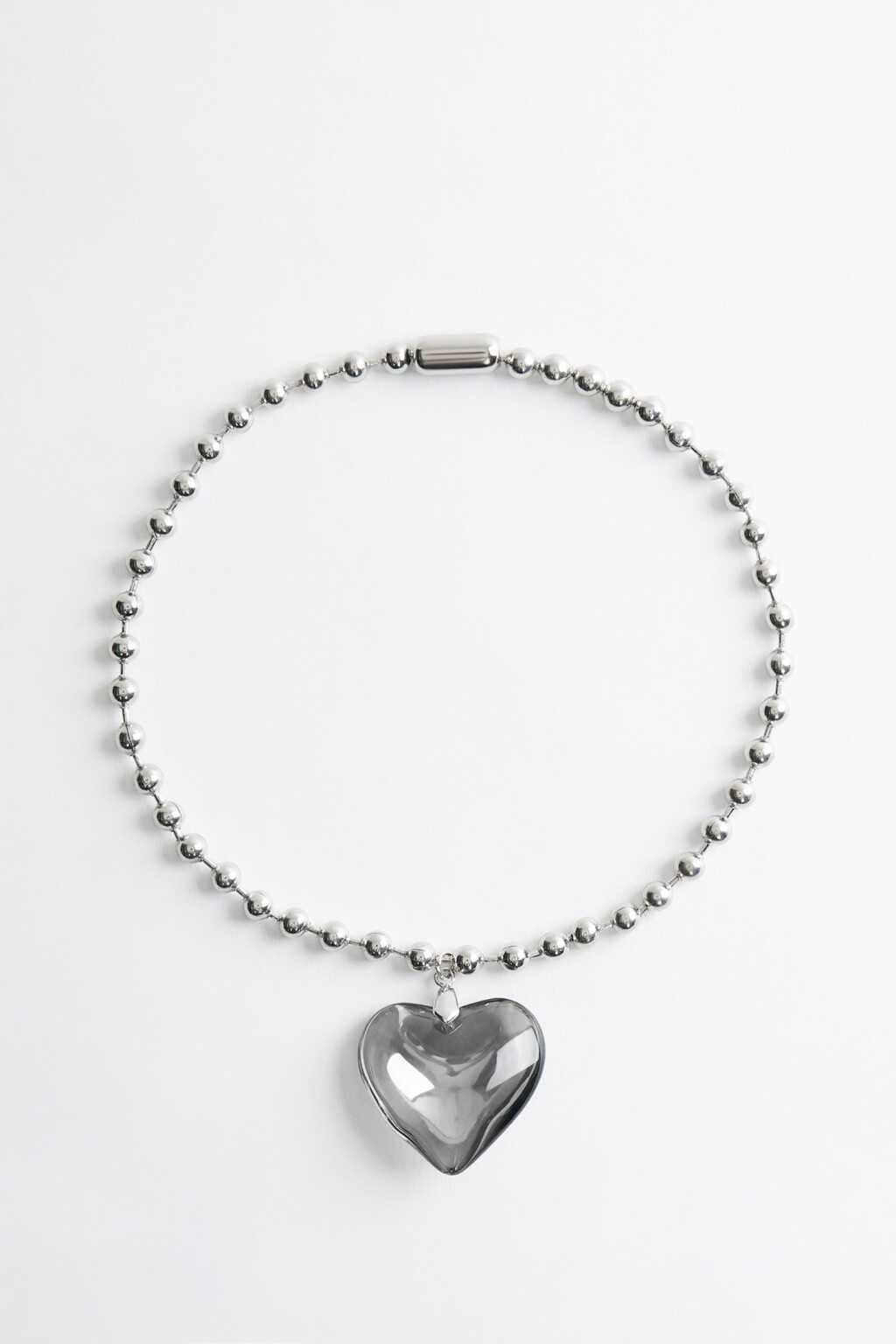 Цепочка на шею с прозрачным сердцем - цвет серый - 1