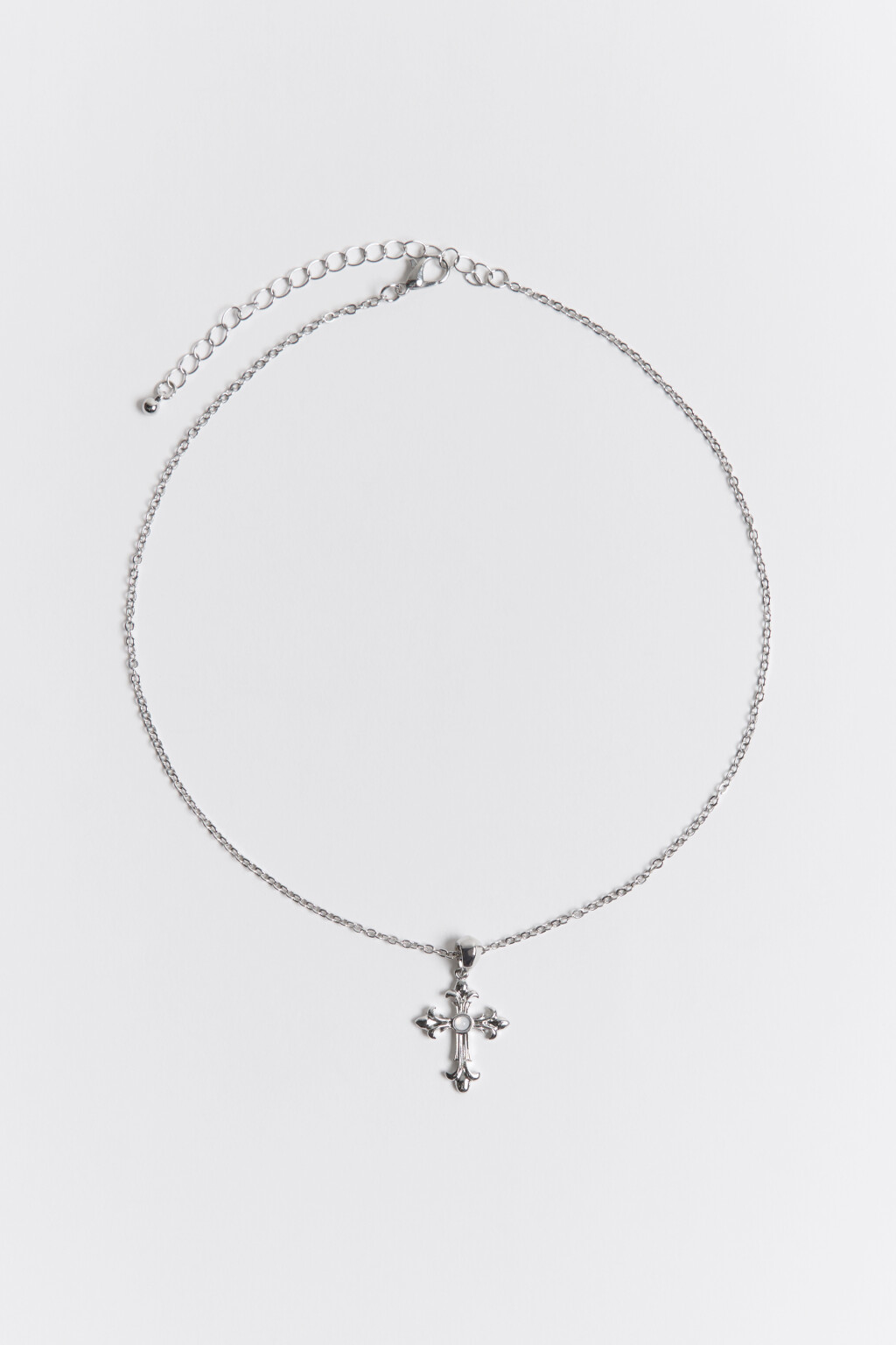 Цепочка на шею с подвеской-крестом - цвет серый - 3