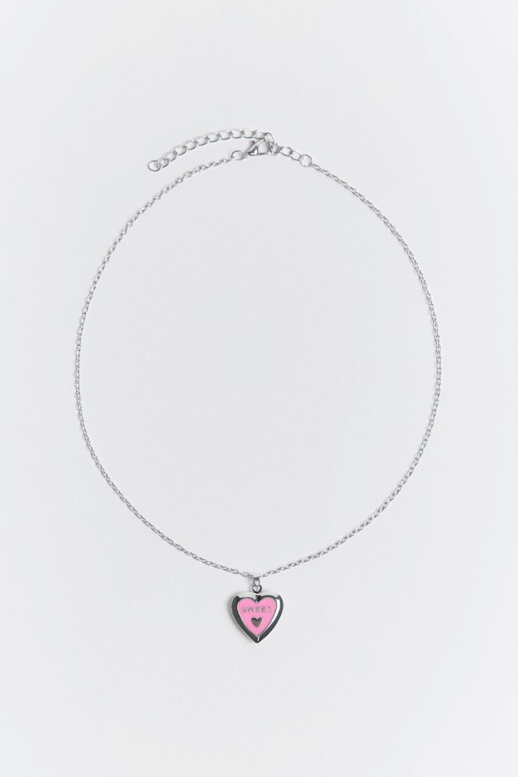 Цепочка на шею с кулоном-сердечком - цвет серый - 1