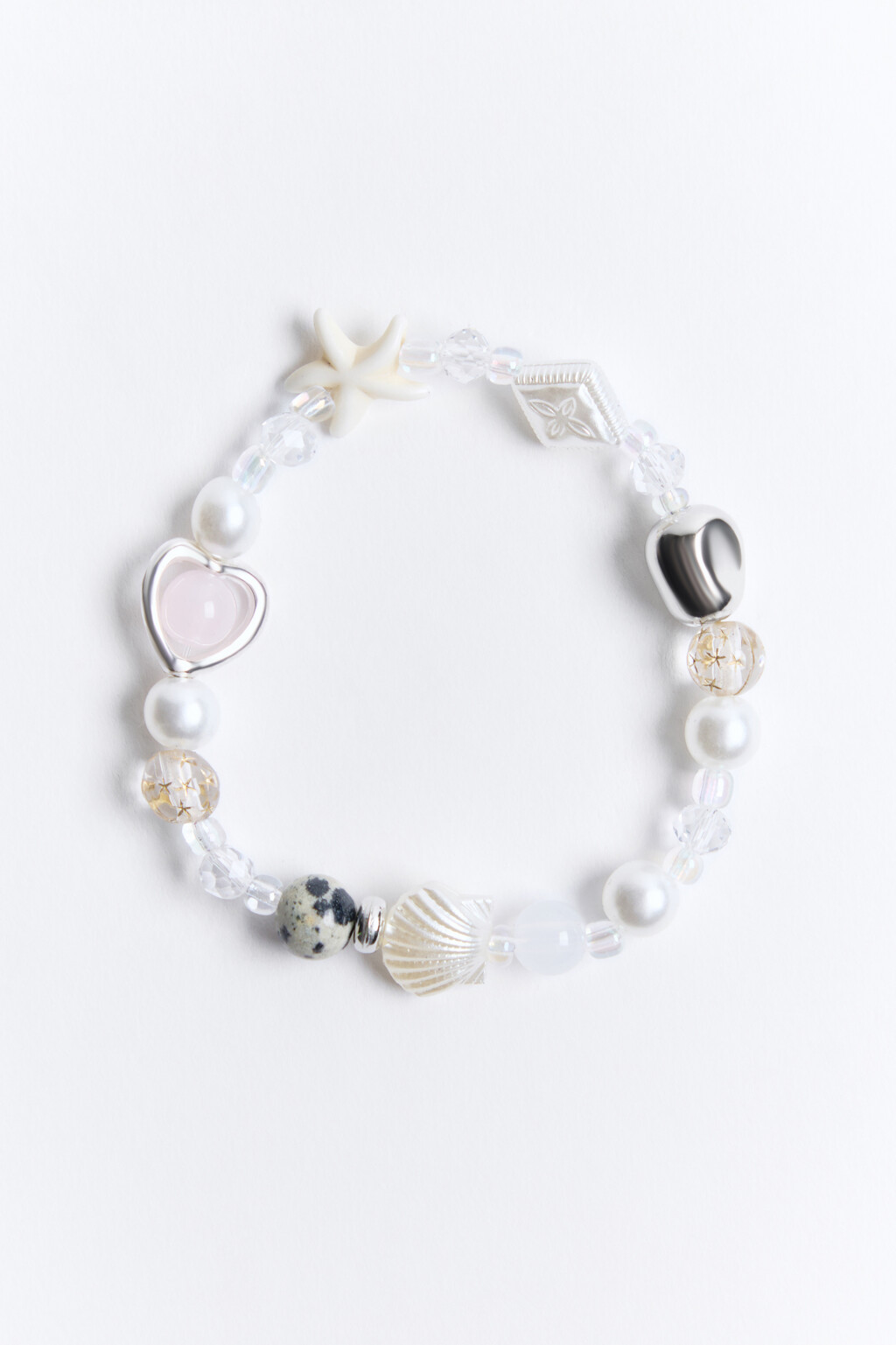 Браслет с ракушками и бусинами - цвет серый - 1
