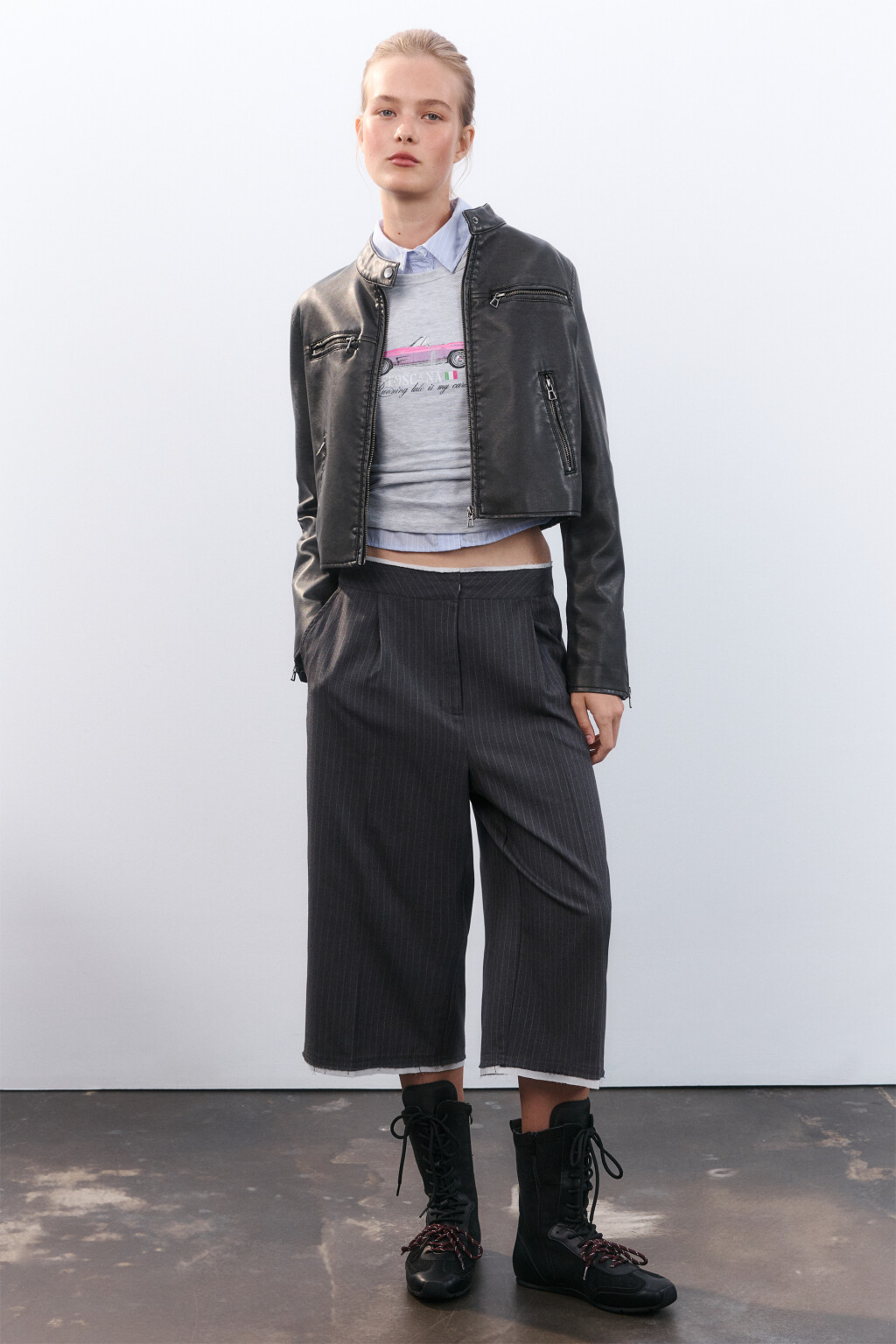 Кроссовки высокие с двойной шнуровкой - цвет черный - 3