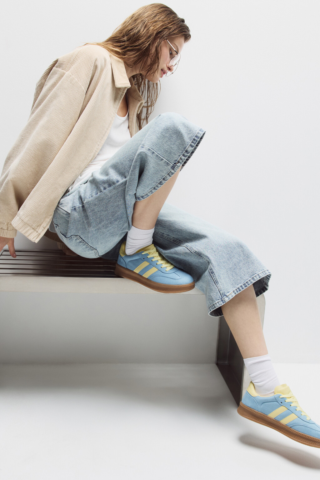 Кеды на платформе с полосками - цвет голубой - 1