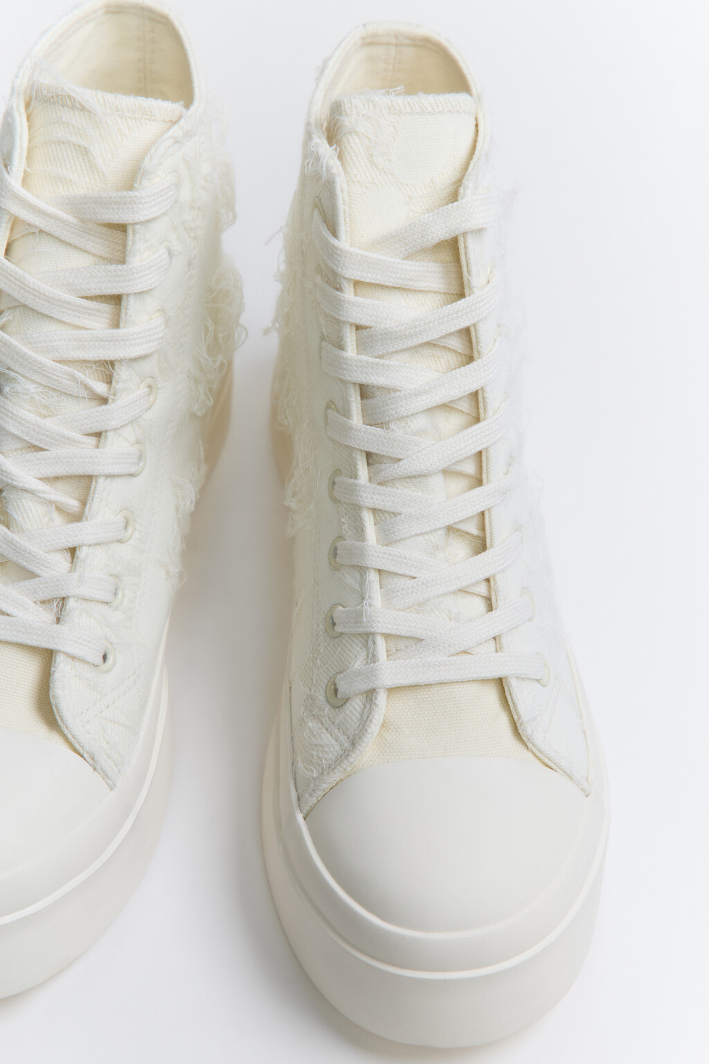 Кеды высокие с декоративной бахромой - цвет молочный - 3