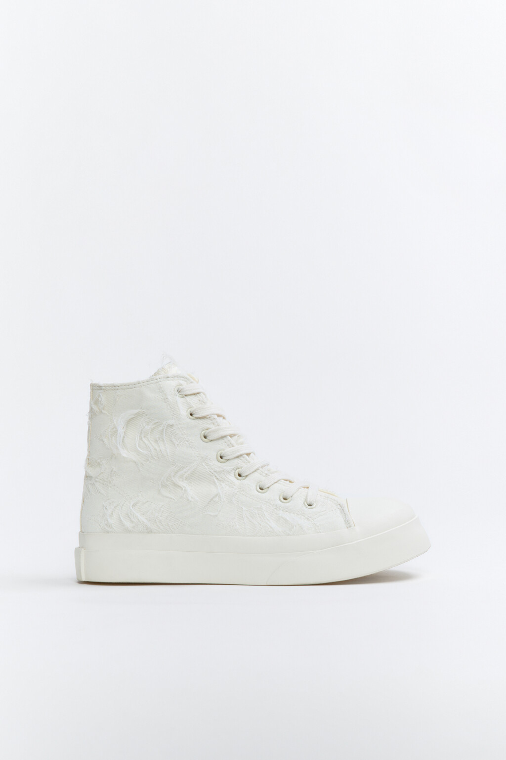 Кеды высокие с декоративной бахромой - цвет молочный - 4