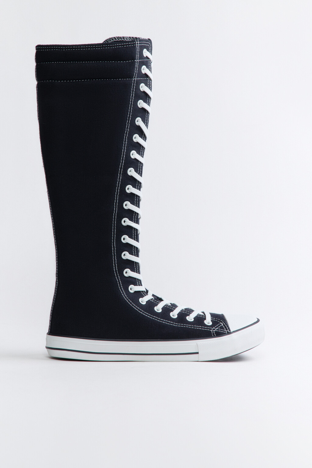 Кеды экстравысокие со шнуровкой и молнией - цвет черный - 1