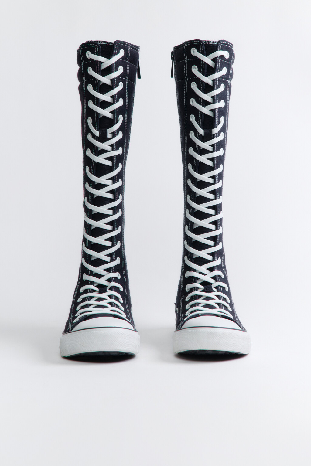 Кеды экстравысокие со шнуровкой и молнией - цвет черный - 2