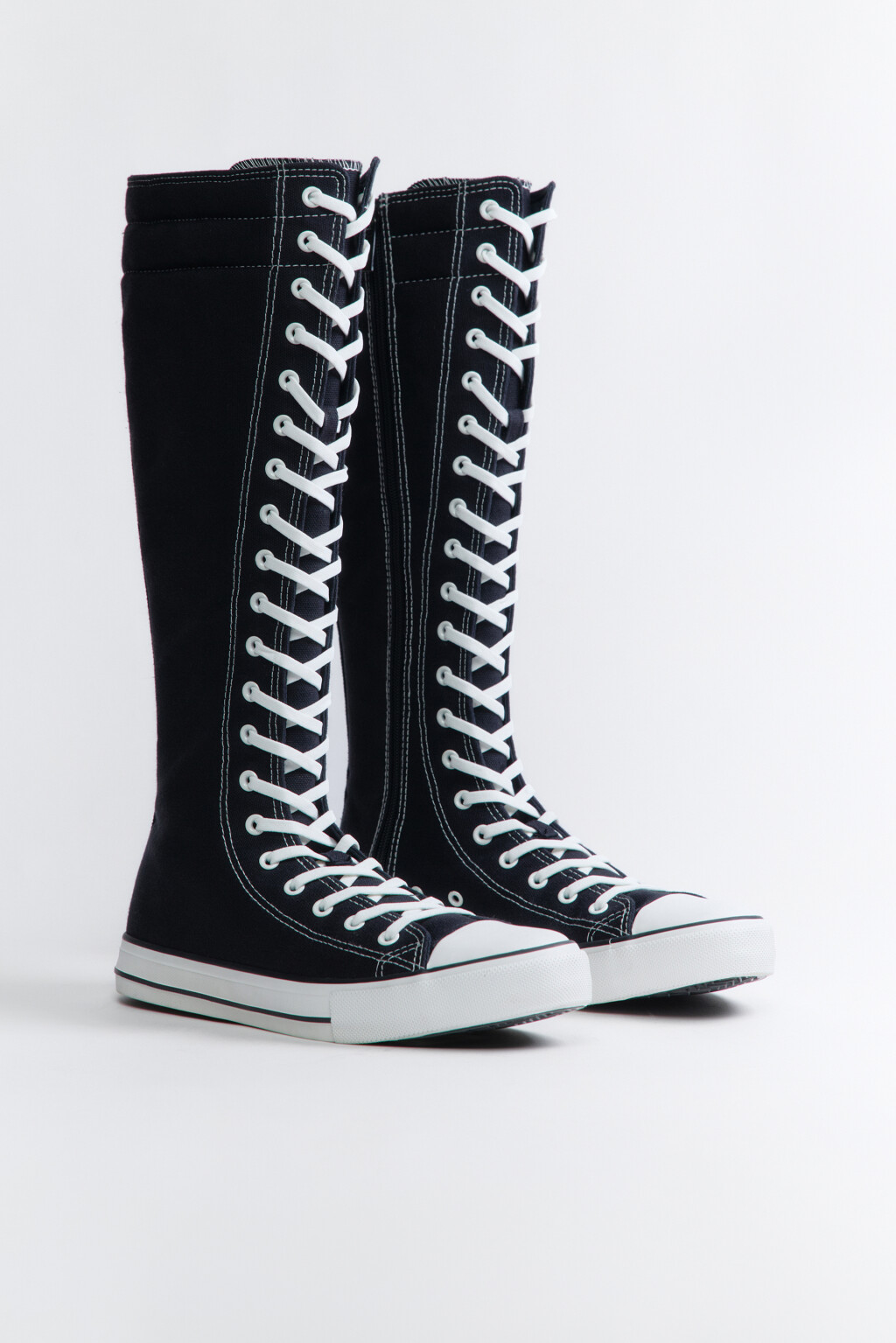 Кеды экстравысокие со шнуровкой и молнией - цвет черный - 3