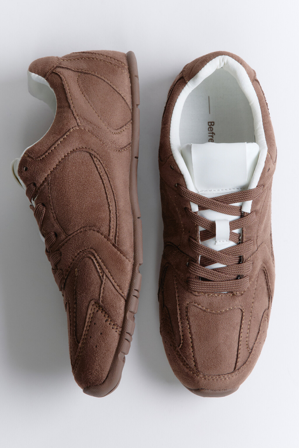 Кроссовки низкие с контрастной отделкой - цвет коричневый - 3