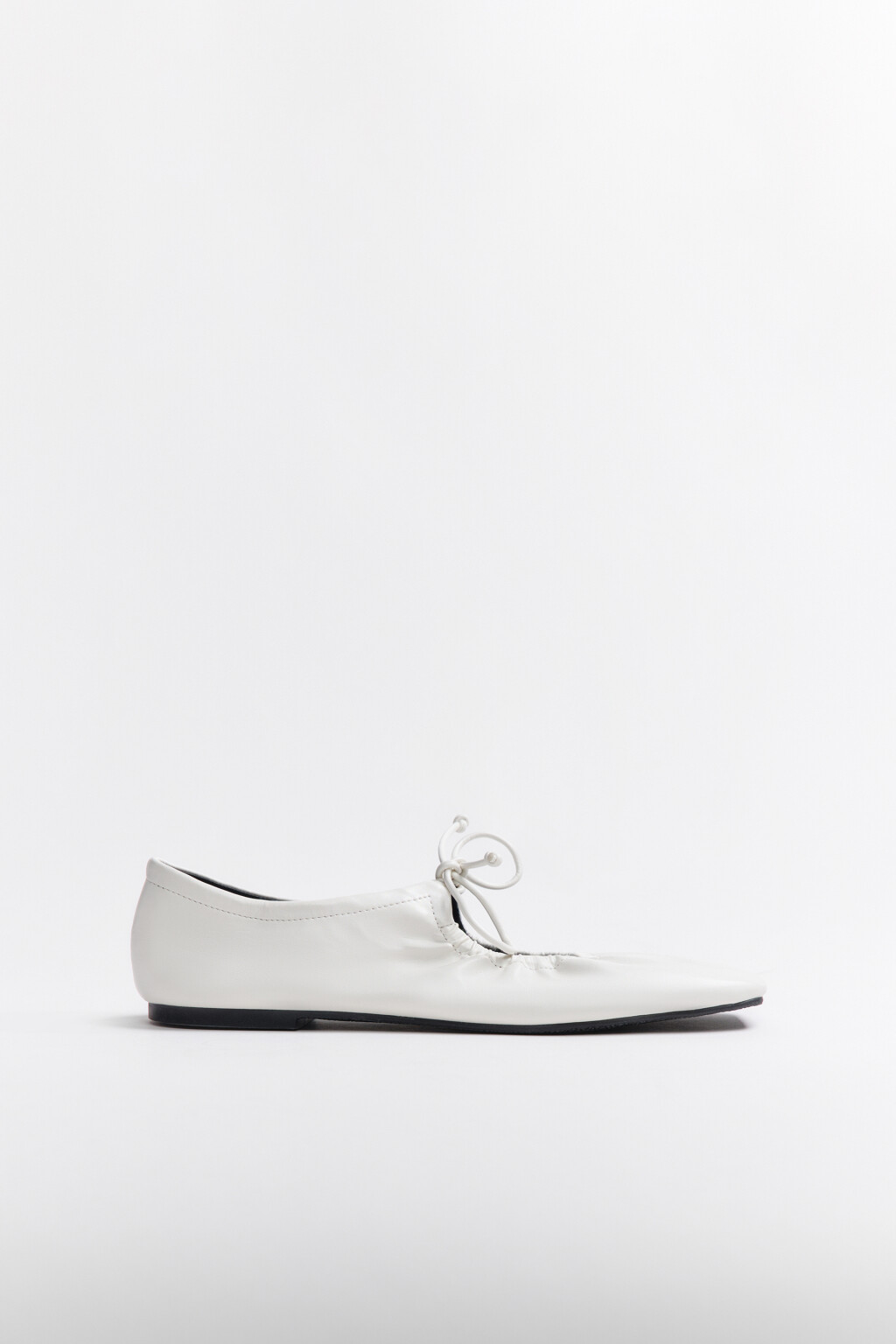 Балетки мягкие с квадратным носом и завязками - цвет белый - 6