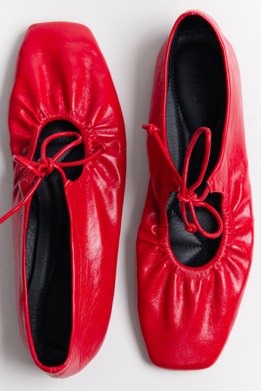Балетки мягкие с квадратным носом и завязками - цвет красный - 7
