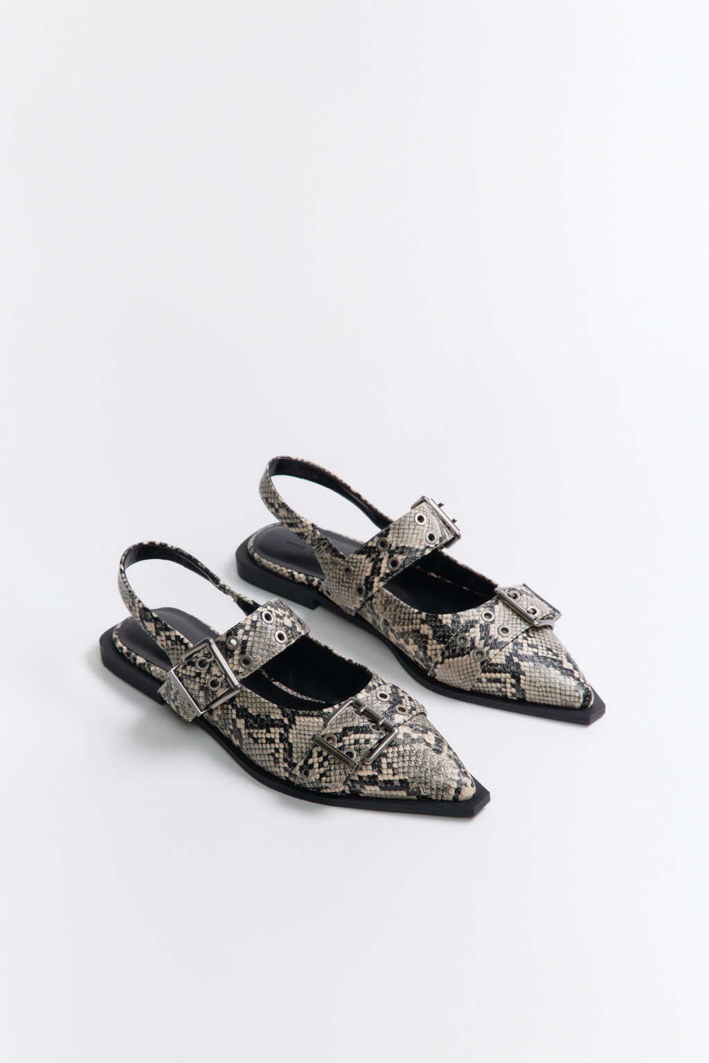 Туфли-слингбэки с широкими ремешками - цвет черный - 3