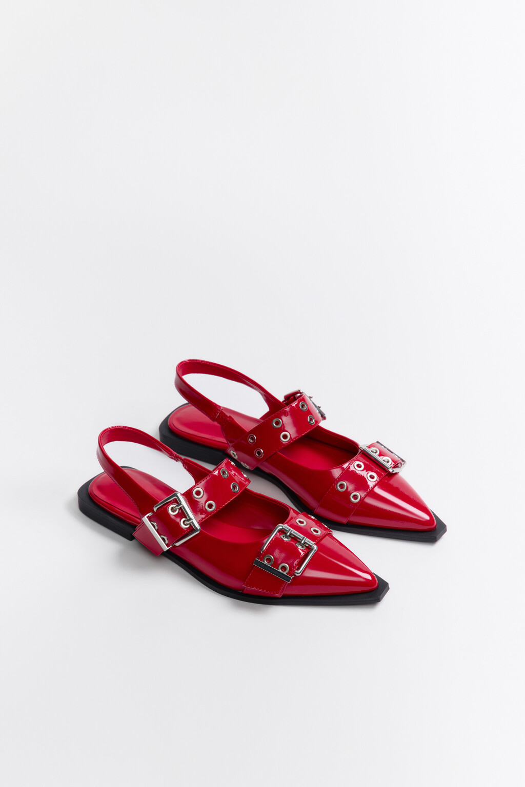 Туфли-слингбэки с широкими ремешками - цвет красный - 2