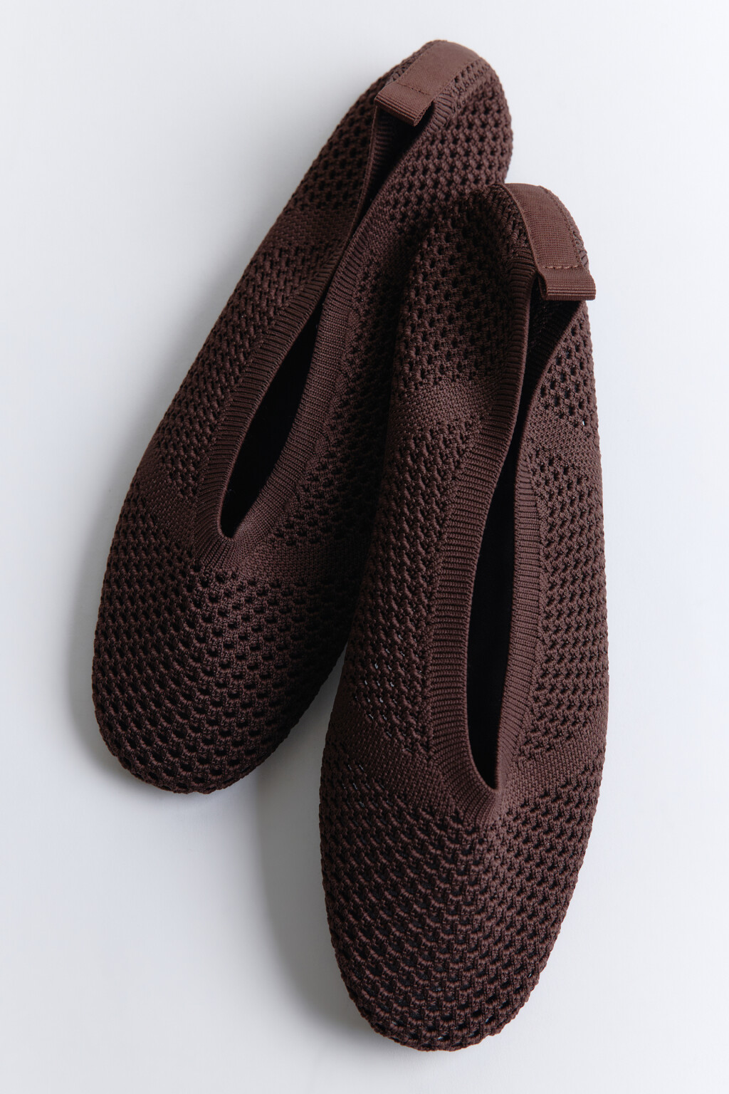Балетки с вязаным верхом - цвет коричневый - 4
