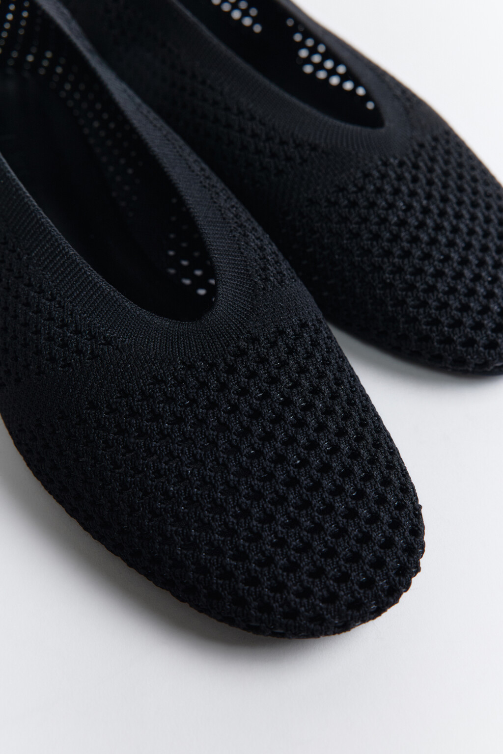 Балетки с вязаным верхом - цвет черный - 5