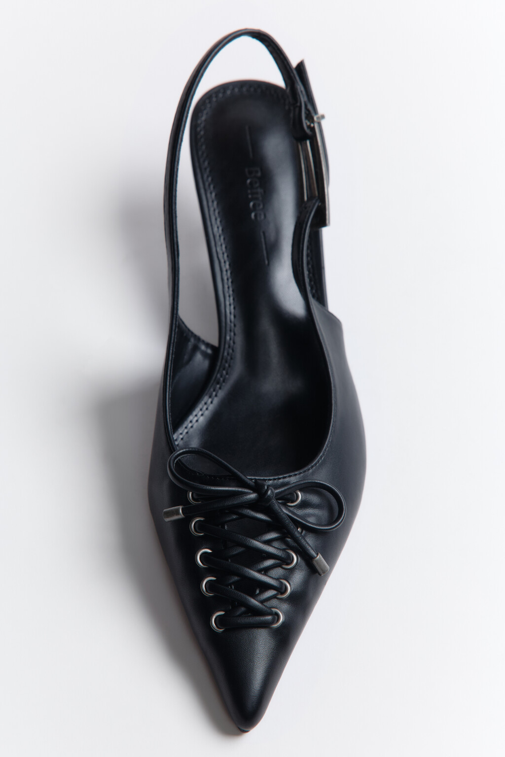 Туфли-слингбэки со шнуровкой - цвет черный - 4