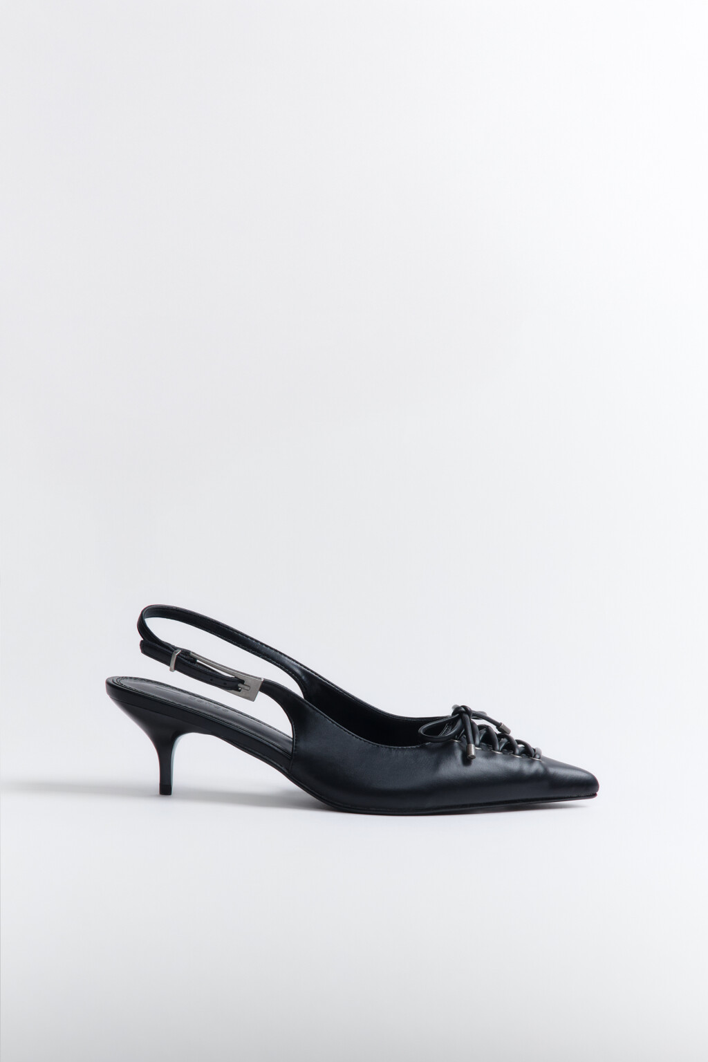 Туфли-слингбэки со шнуровкой - цвет черный - 5