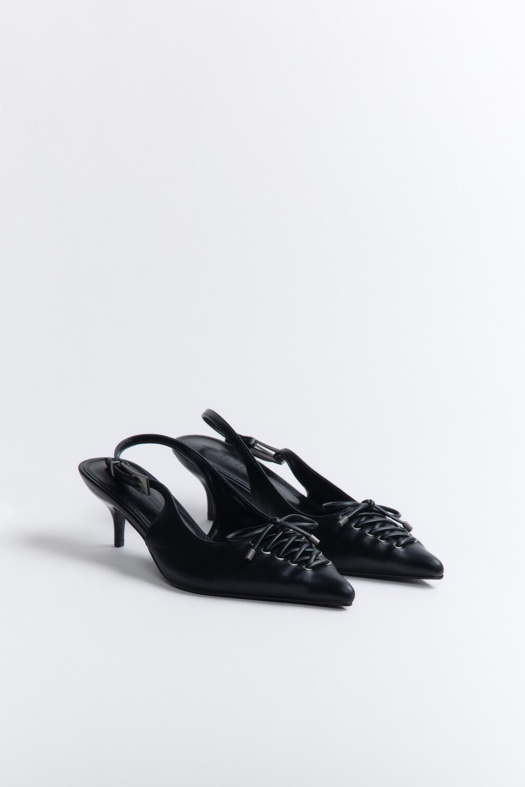 Туфли-слингбэки со шнуровкой - цвет черный - 7