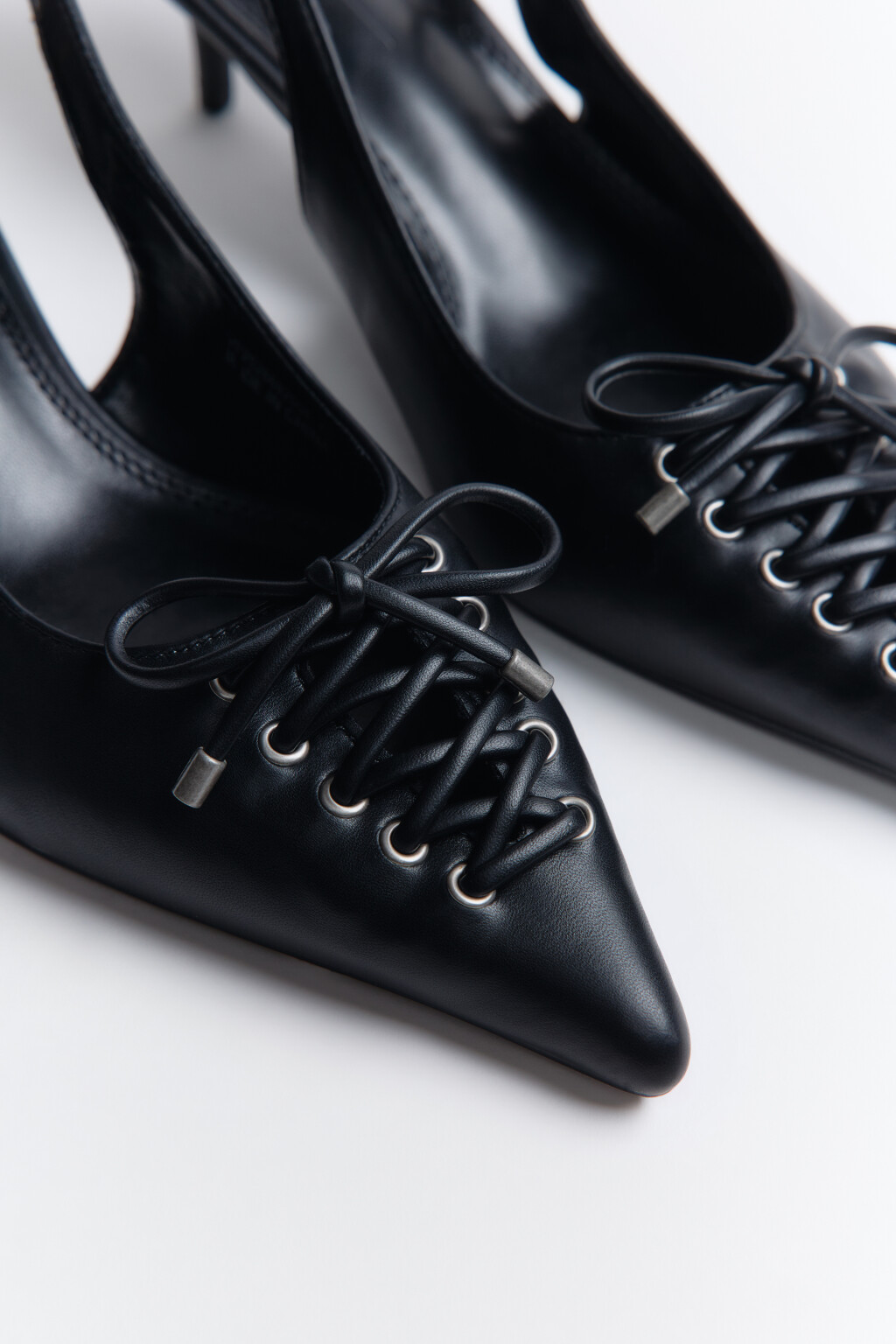 Туфли-слингбэки со шнуровкой - цвет черный - 9
