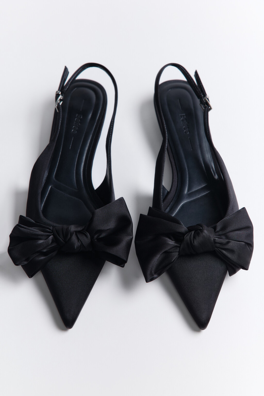 Туфли-слингбэки атласные с бантом - цвет черный - 5