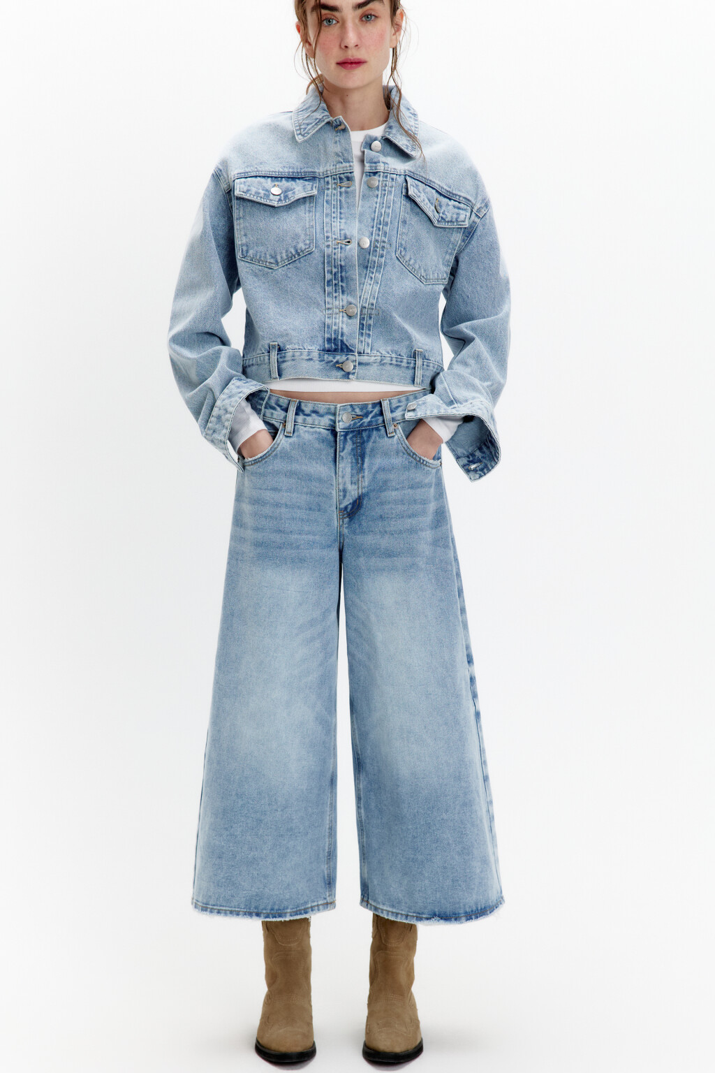 Полусапоги-казаки замшевые с узором - цвет коричневый - 6