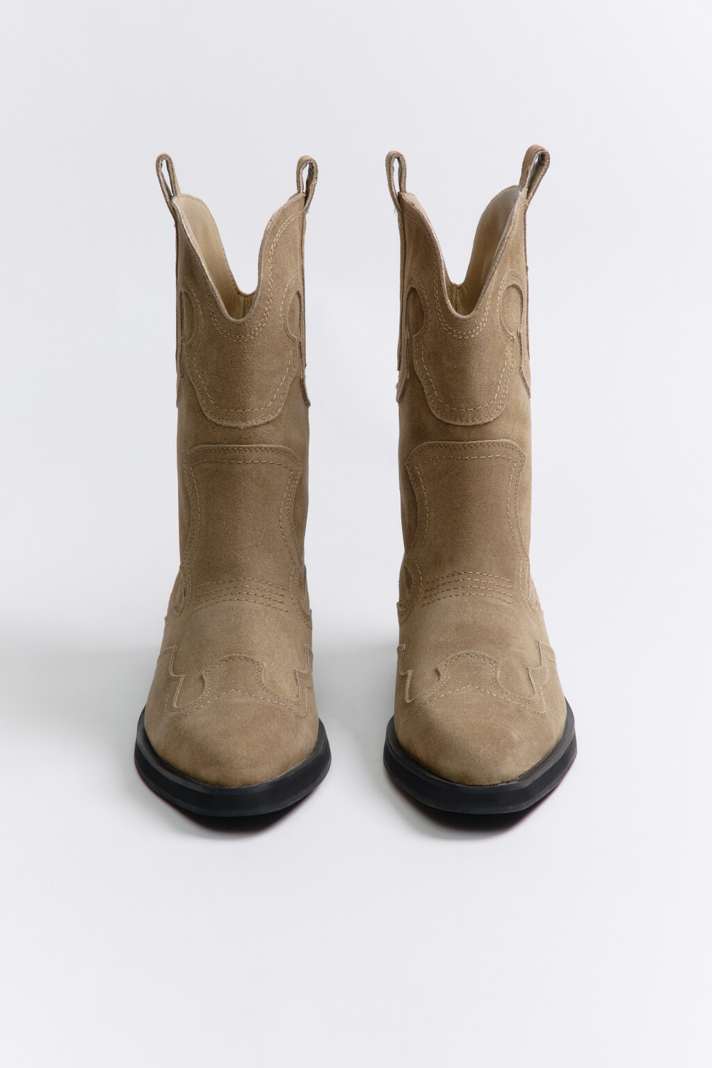 Полусапоги-казаки замшевые с узором - цвет коричневый - 8