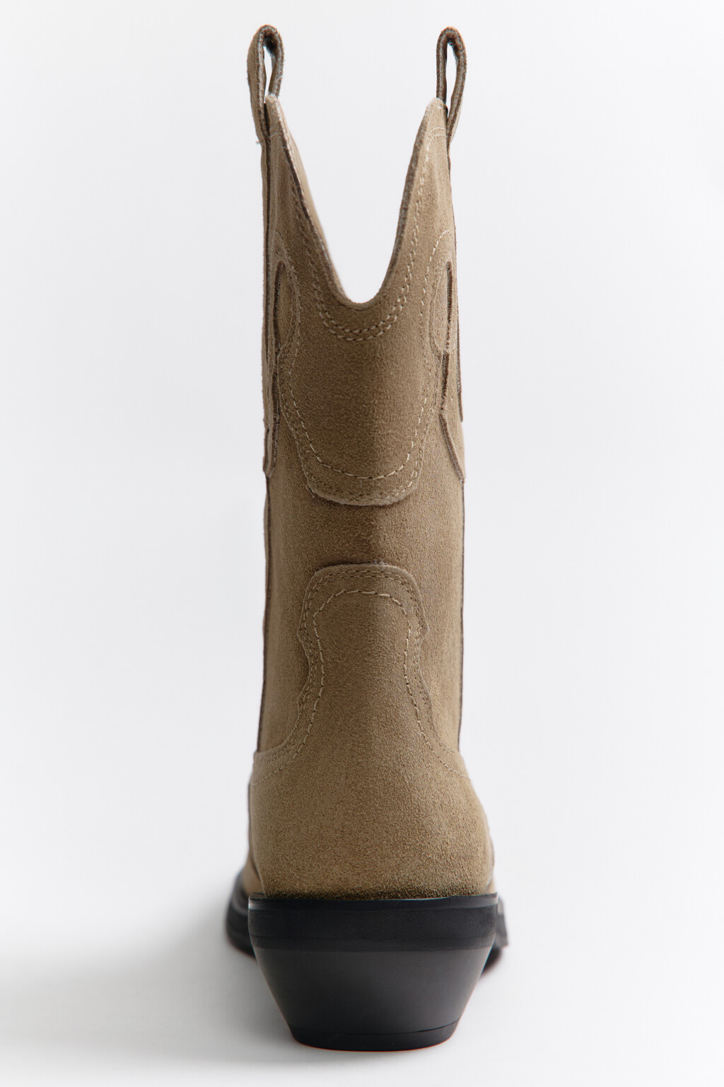 Полусапоги-казаки замшевые с узором - цвет коричневый - 10