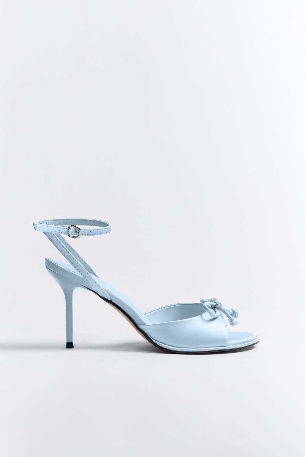 Босоножки атласные с бантиком - цвет голубой - 4